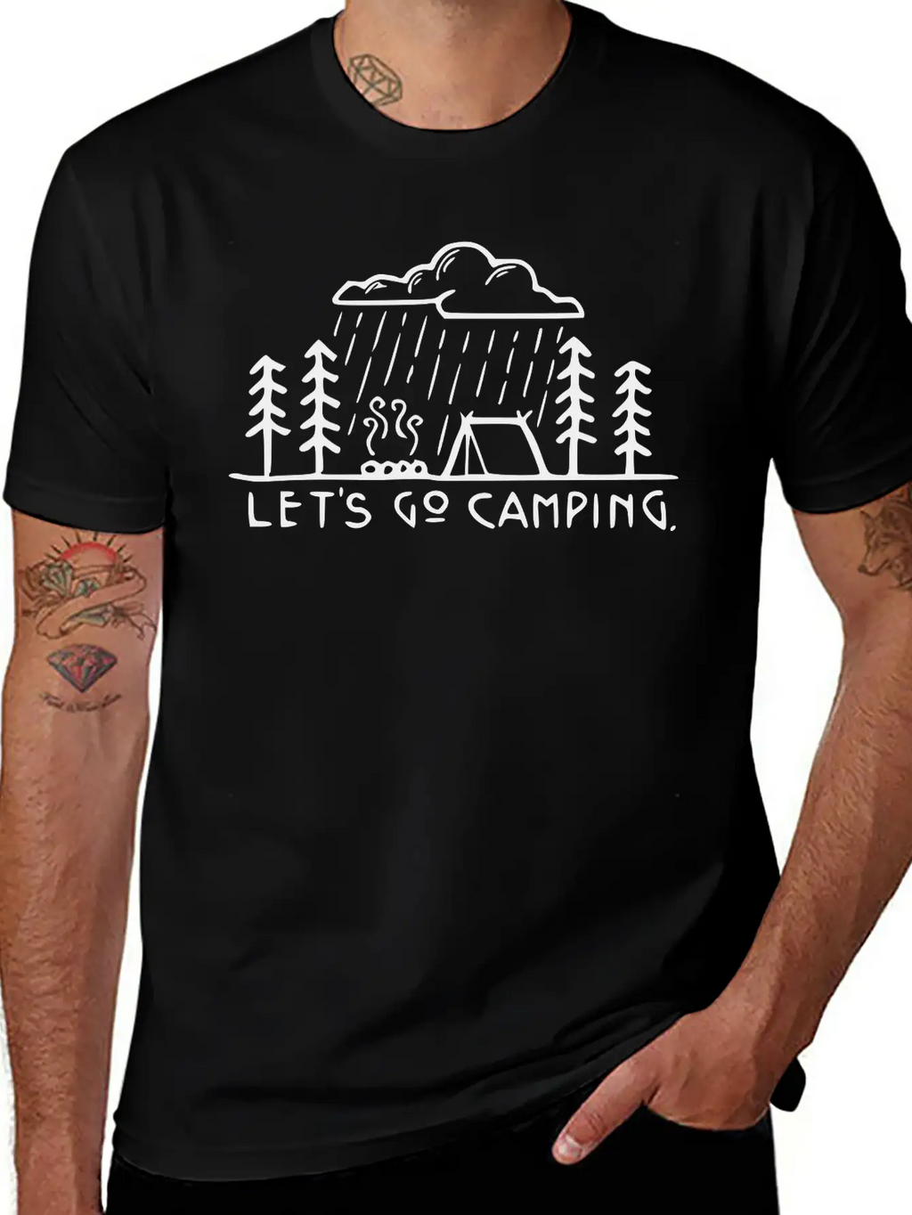 Camping Rain Campfire Stylish Everyday T-Shirt – Unisex Basic Cotton Tee