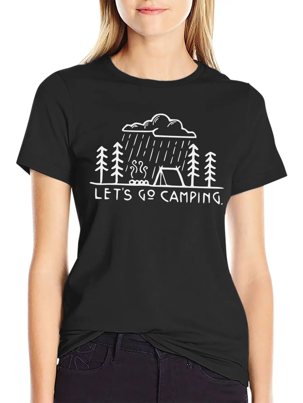 Camping Rain Campfire Stylish Everyday T-Shirt – Unisex Basic Cotton Tee