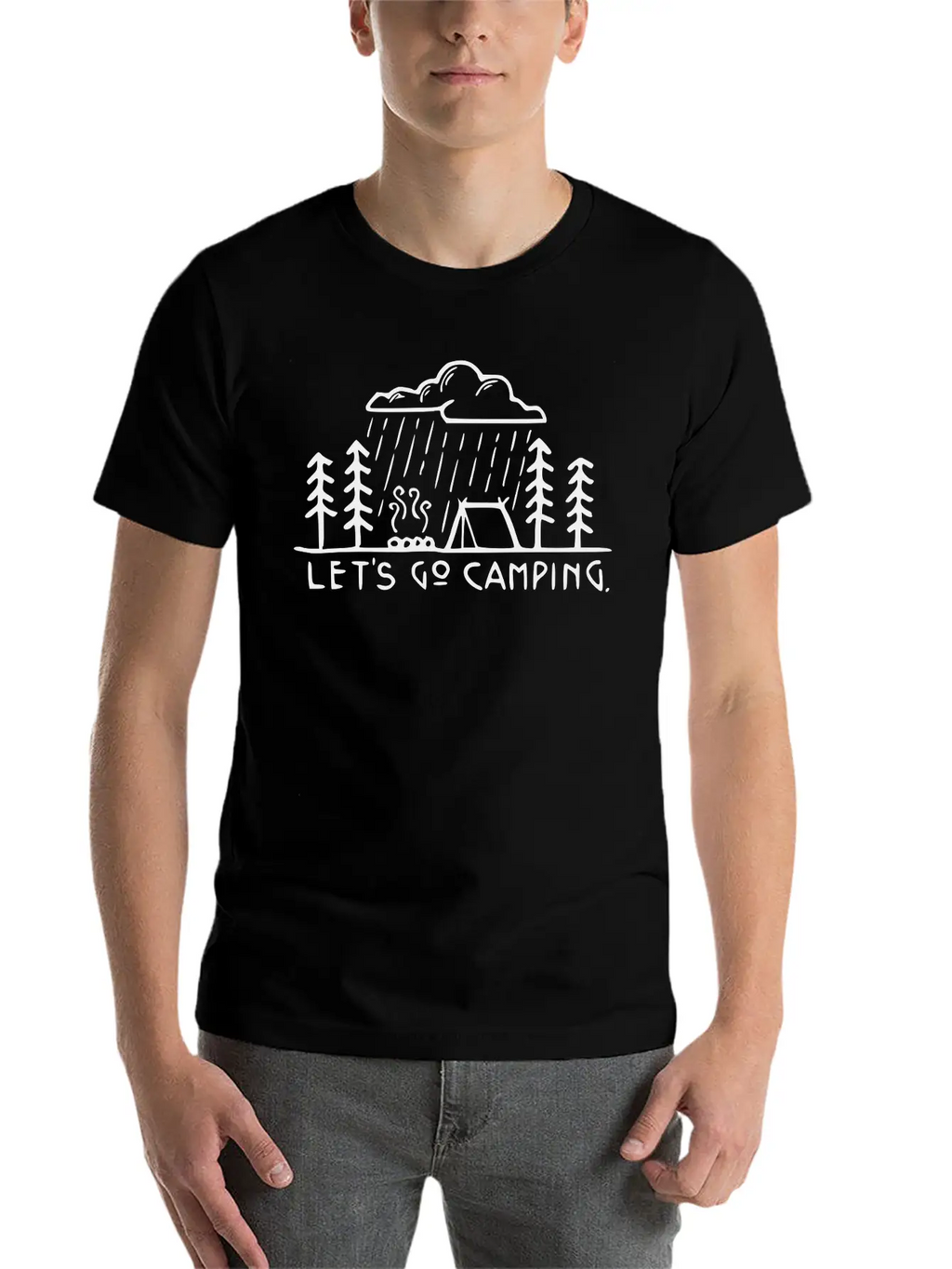 Camping Rain Campfire Stylish Everyday T-Shirt – Unisex Basic Cotton Tee