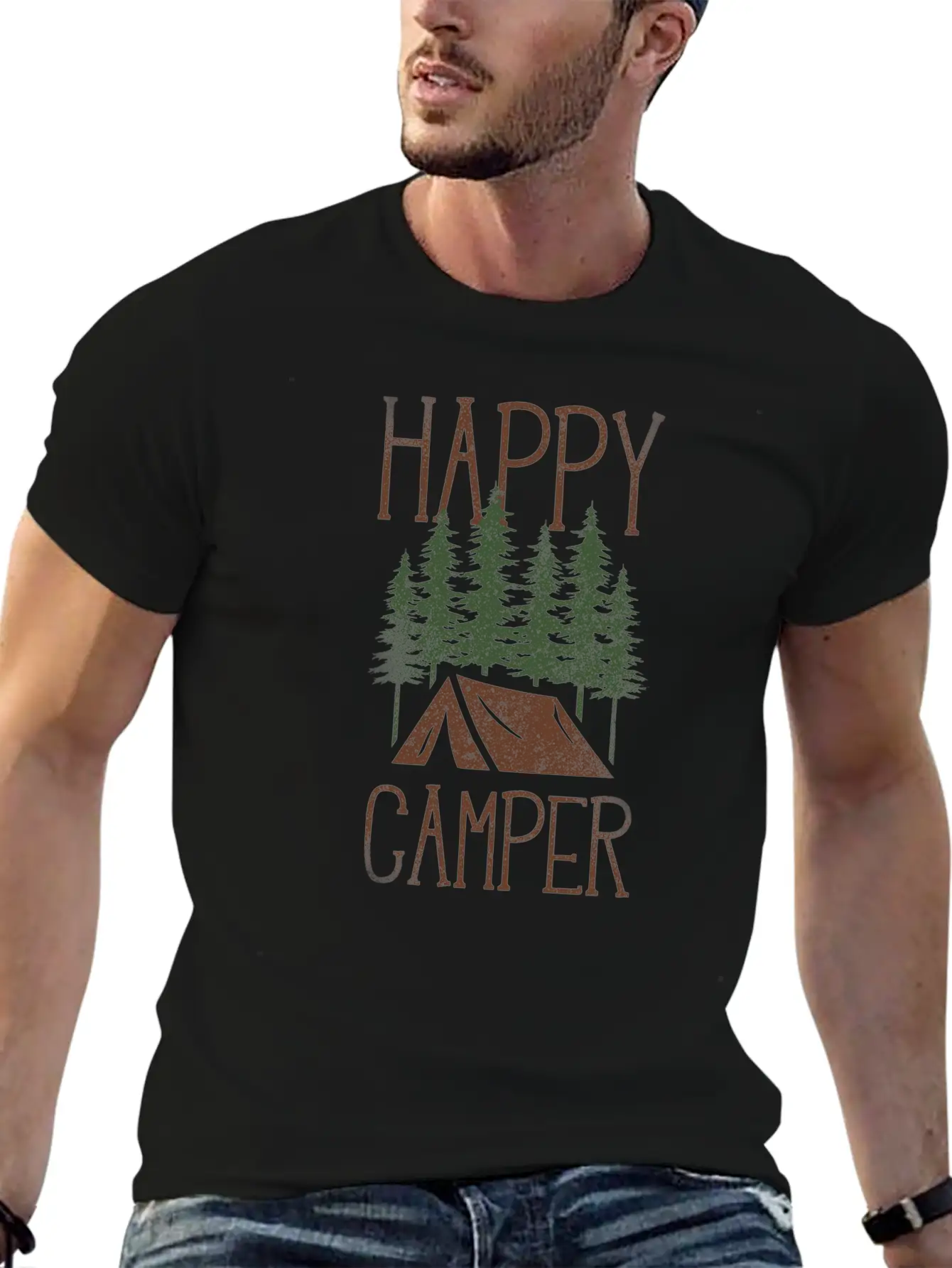 Camping Tent Happy Camper Classic Cotton Tee – Unisex Comfort For Any Season