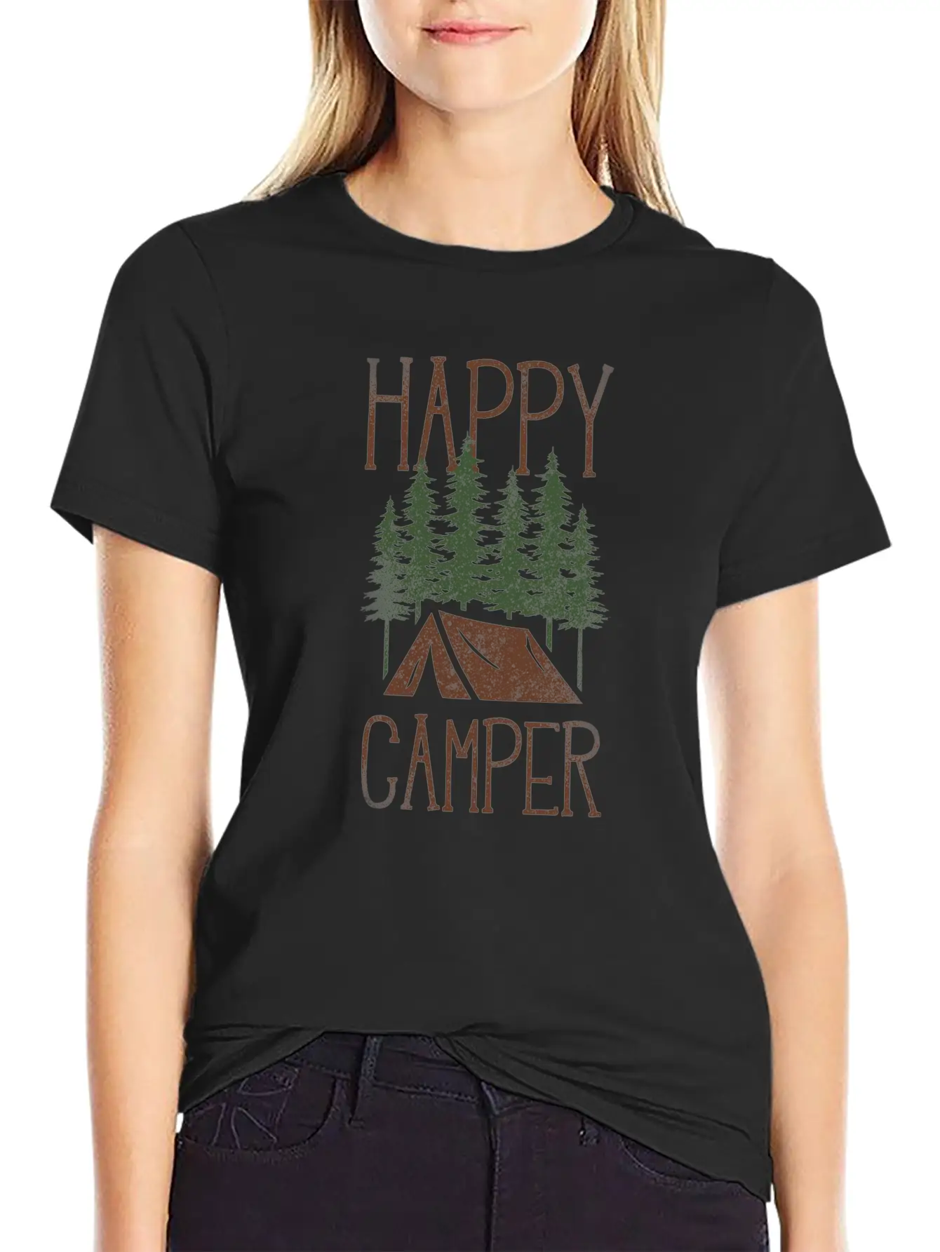 Camping Tent Happy Camper Classic Cotton Tee – Unisex Comfort For Any Season