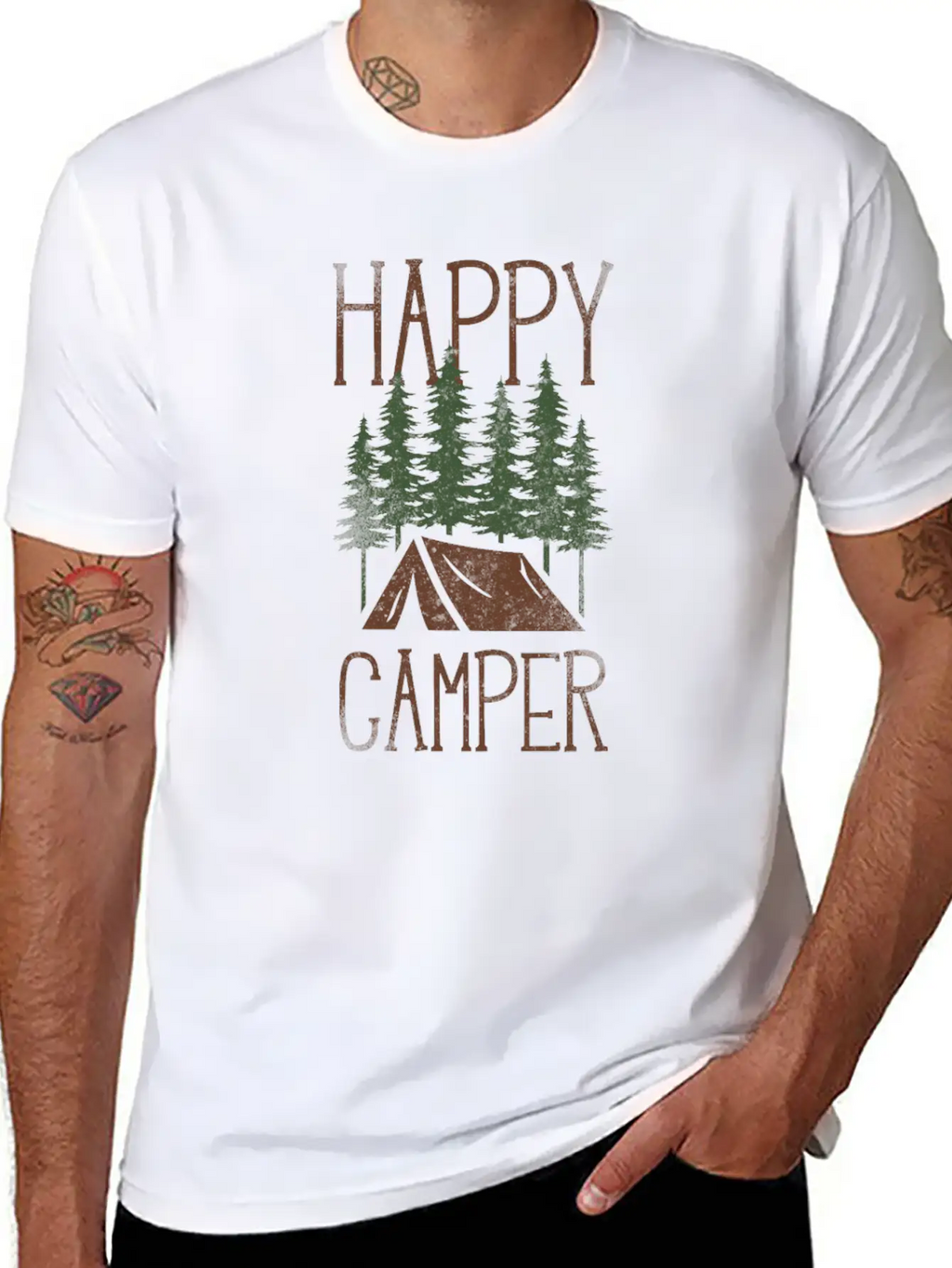 Camping Tent Happy Camper Classic Cotton Tee – Unisex Comfort For Any Season