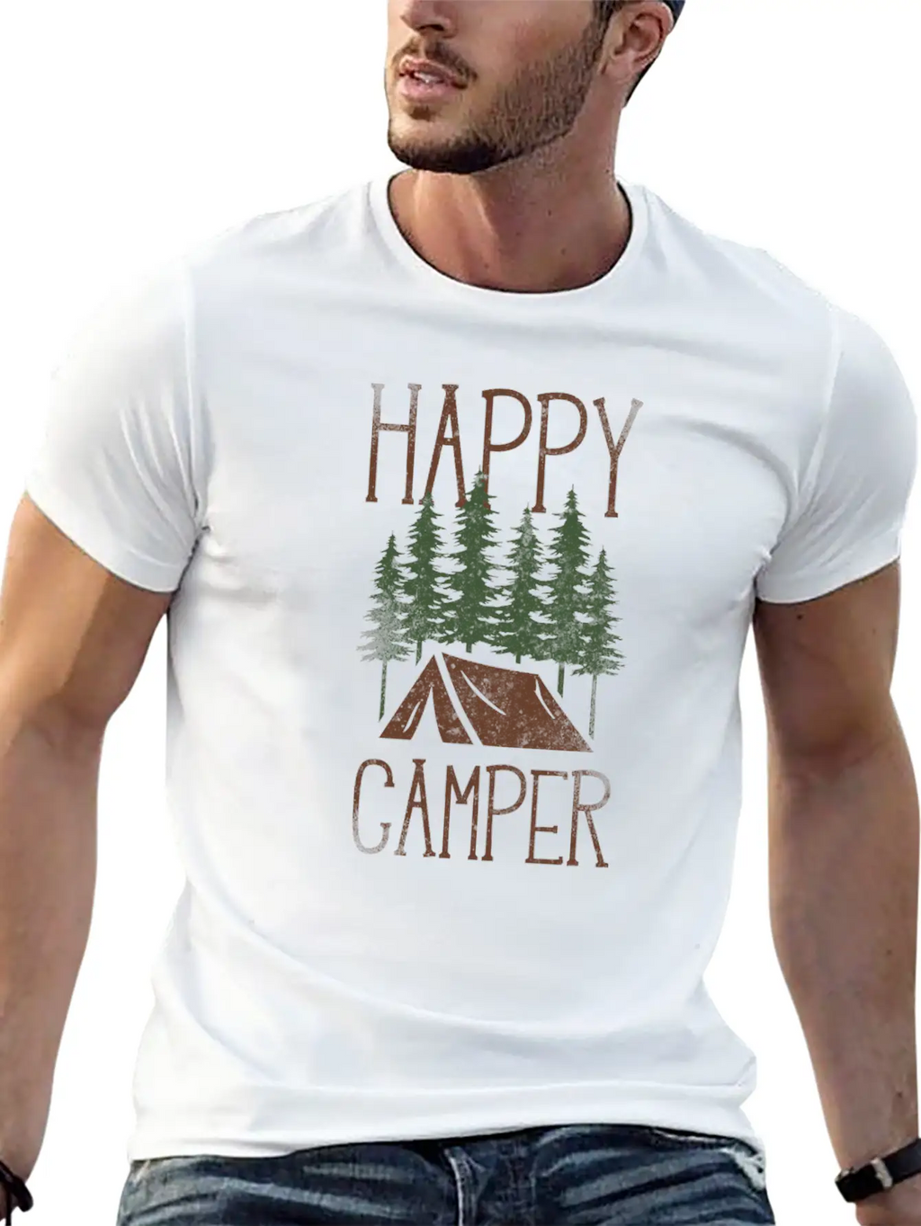 Camping Tent Happy Camper Classic Cotton Tee – Unisex Comfort For Any Season