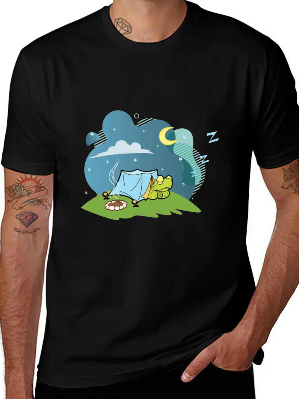Camping Turtle Gift Tshirt Timeless Short Sleeve Tee – Comfy And Minimalist Design