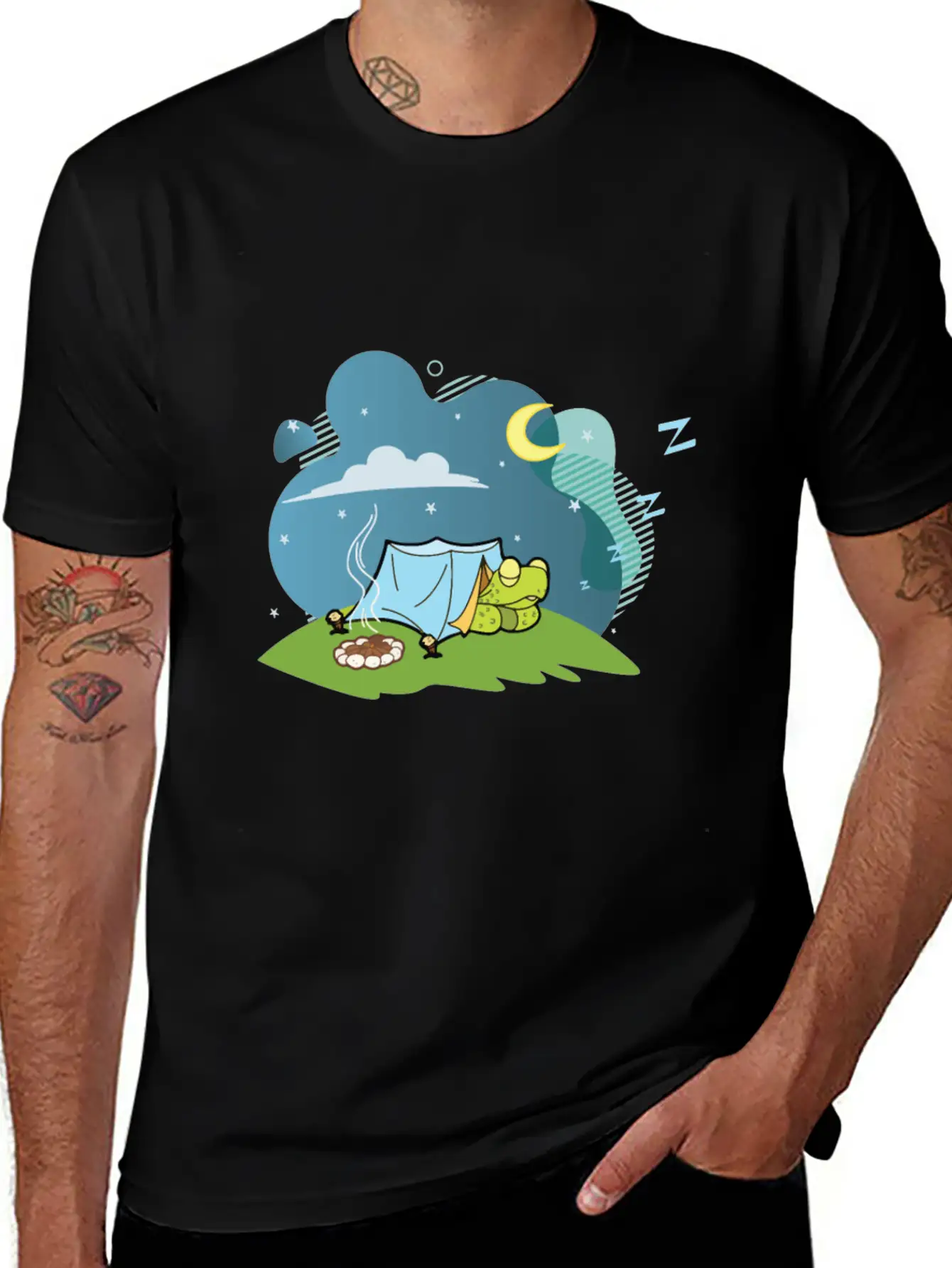 Camping Turtle Gift Tshirt Timeless Short Sleeve Tee – Comfy And Minimalist Design
