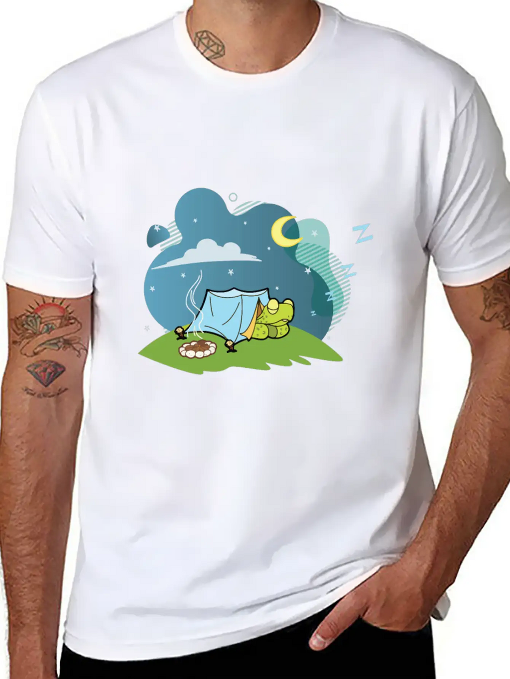 Camping Turtle Gift Tshirt Timeless Short Sleeve Tee – Comfy And Minimalist Design