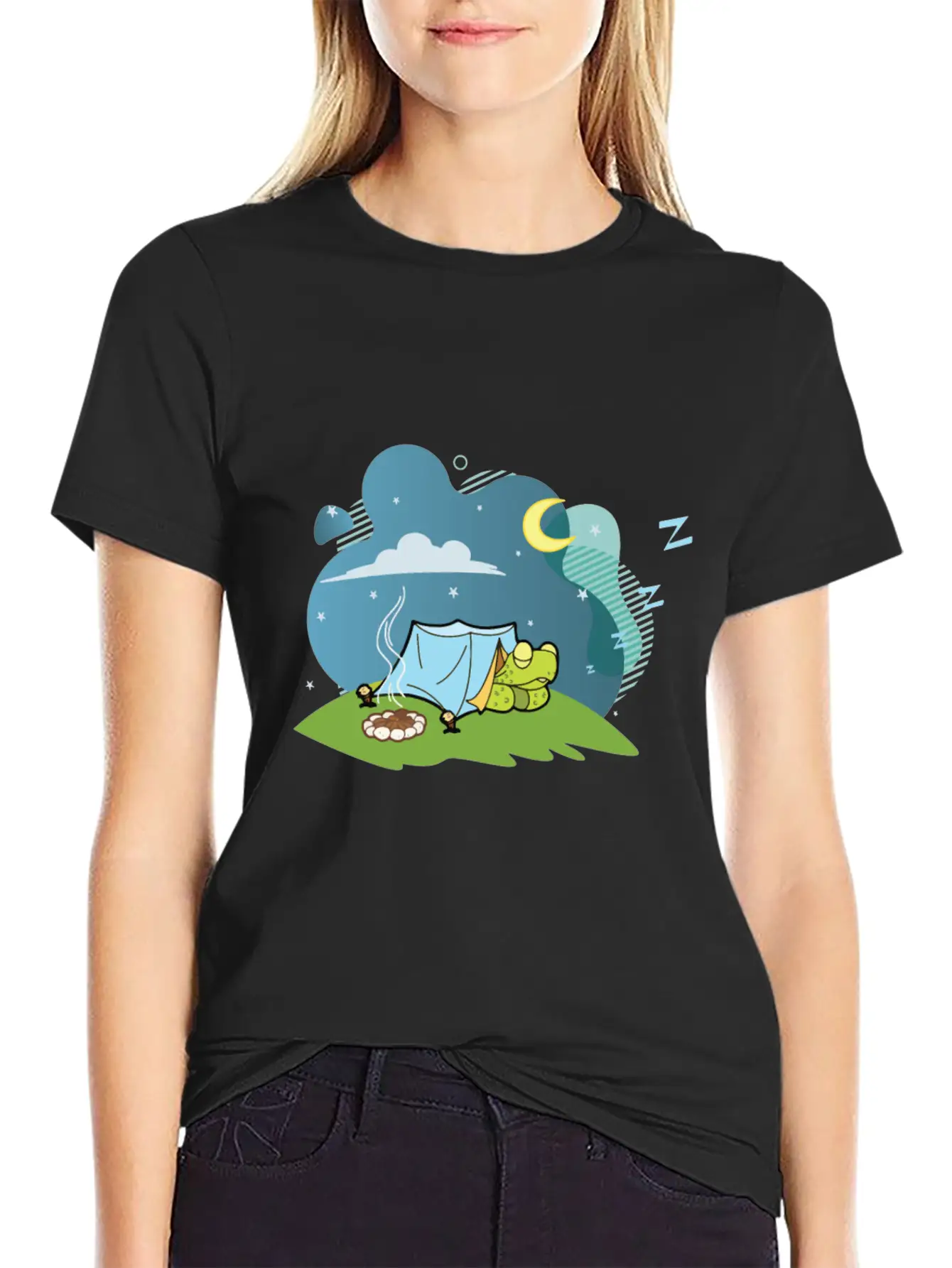Camping Turtle Gift Tshirt Timeless Short Sleeve Tee – Comfy And Minimalist Design