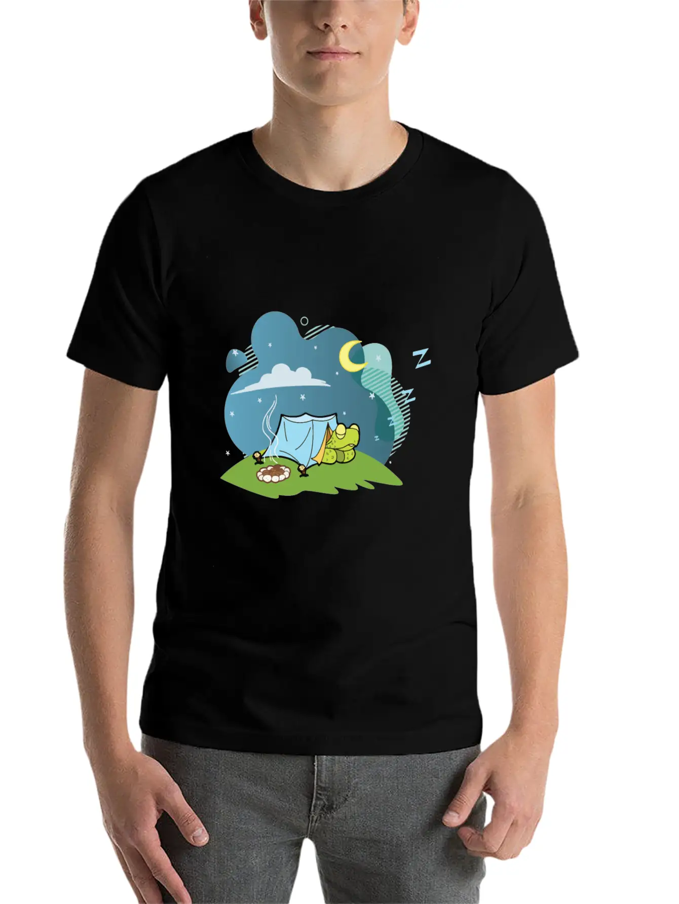 Camping Turtle Gift Tshirt Timeless Short Sleeve Tee – Comfy And Minimalist Design