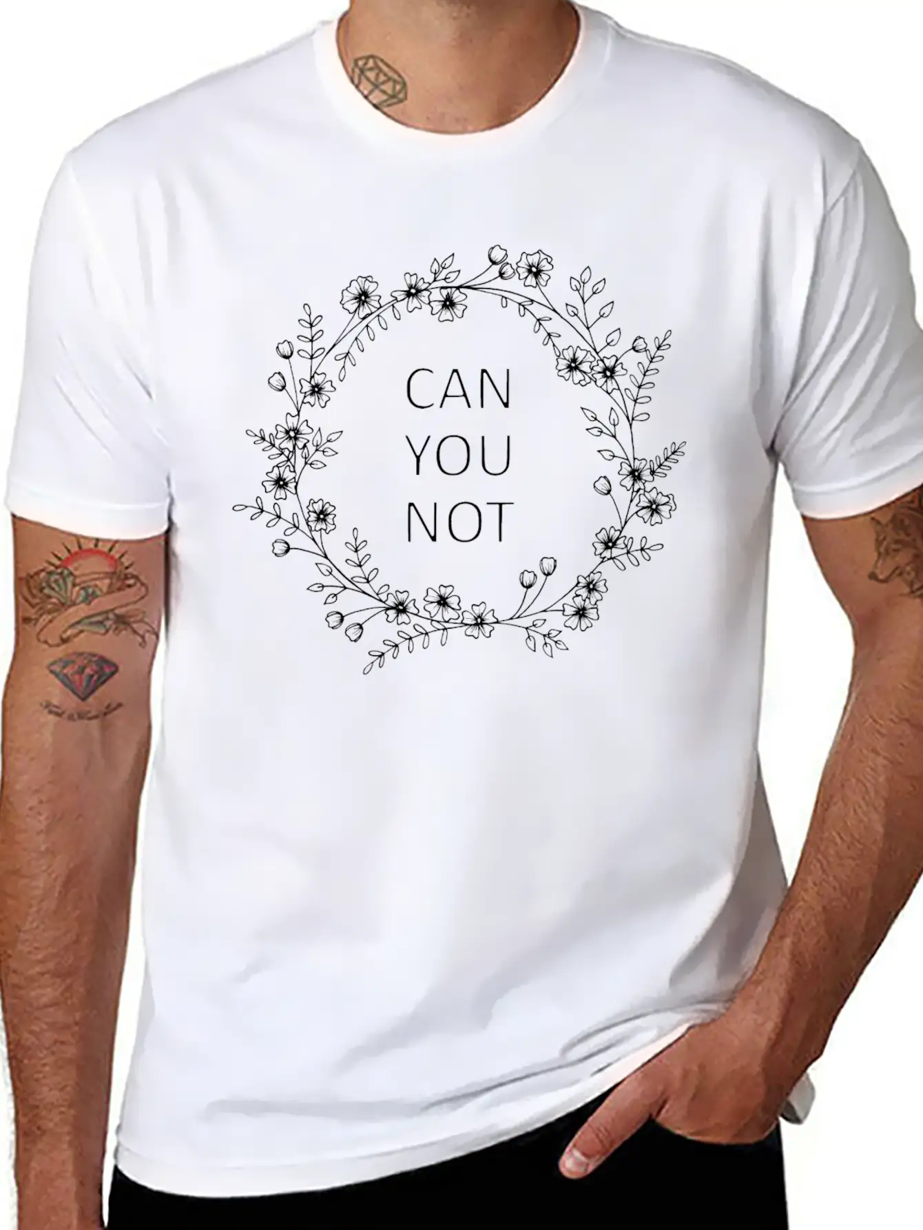 Can You Not Floral Wreath Relaxed Everyday Tee – Lightweight And Durable Cotton
