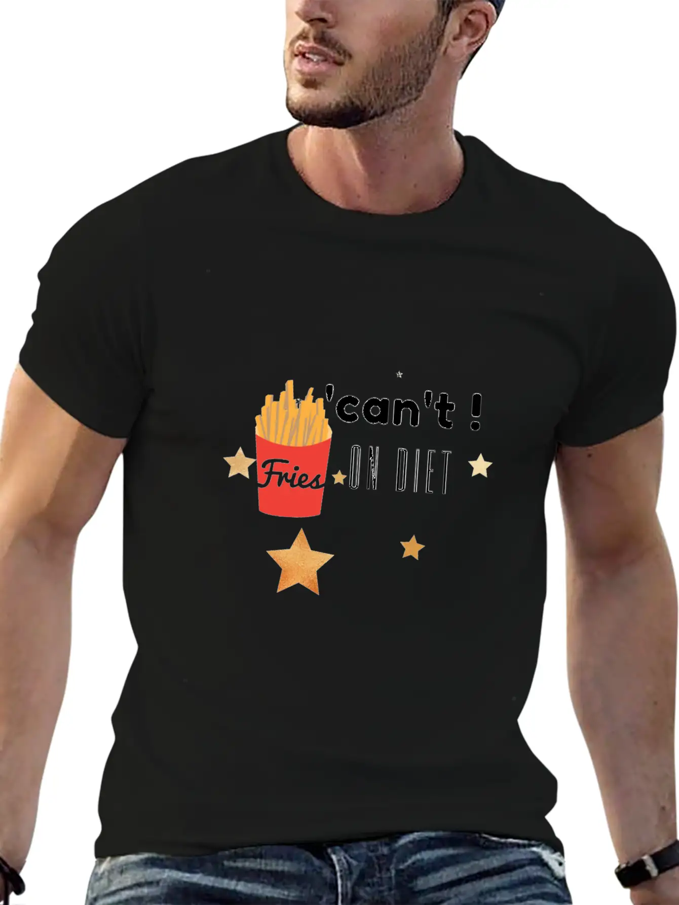 'can't ! On Diet... Breathable Soft Cotton T-Shirt – Timeless Casual Look