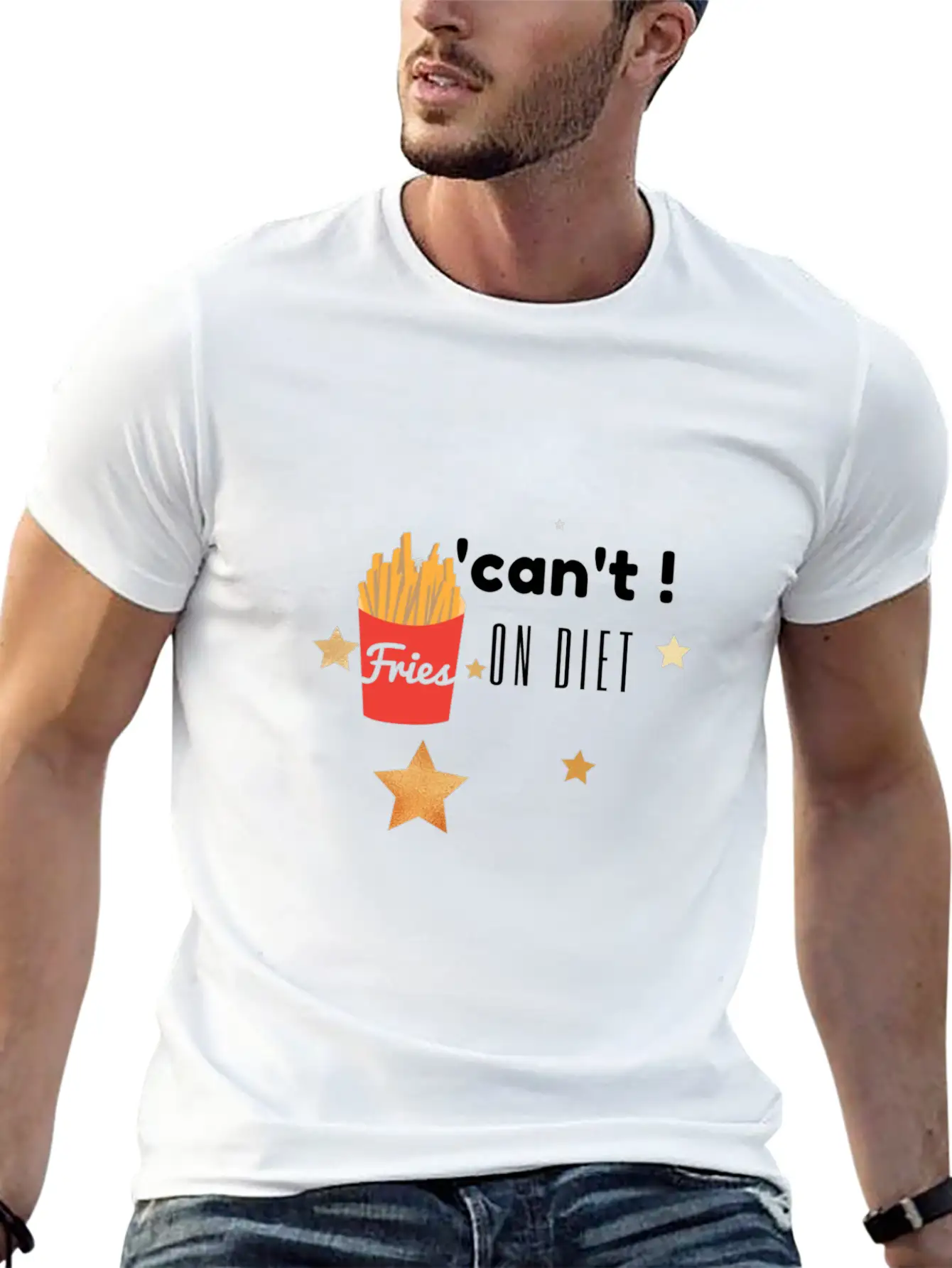 'can't ! On Diet... Breathable Soft Cotton T-Shirt – Timeless Casual Look