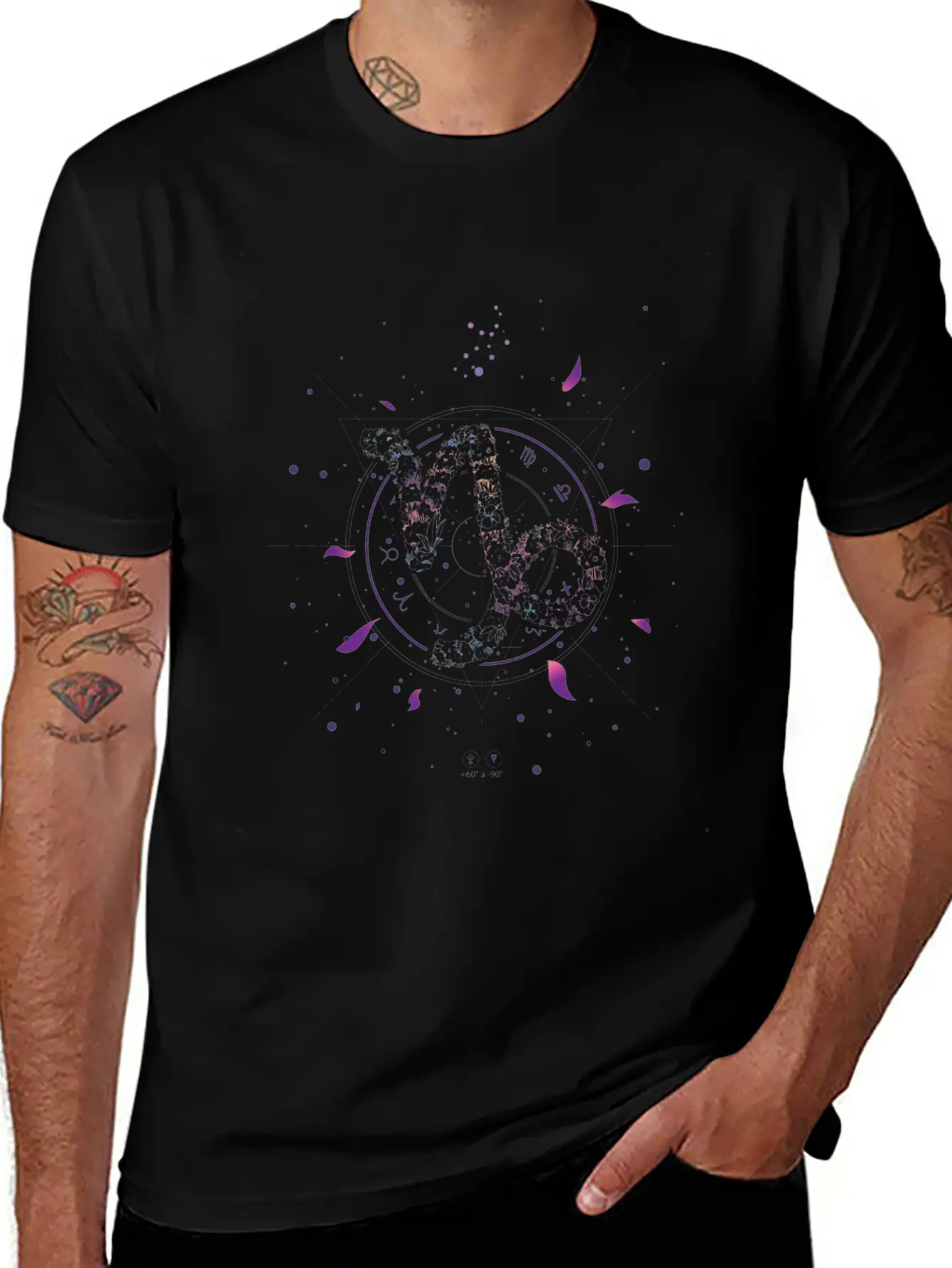CAPRICORN FLORAL ZODIAC SIGN Relaxed Everyday Tee – Lightweight And Durable Cotton