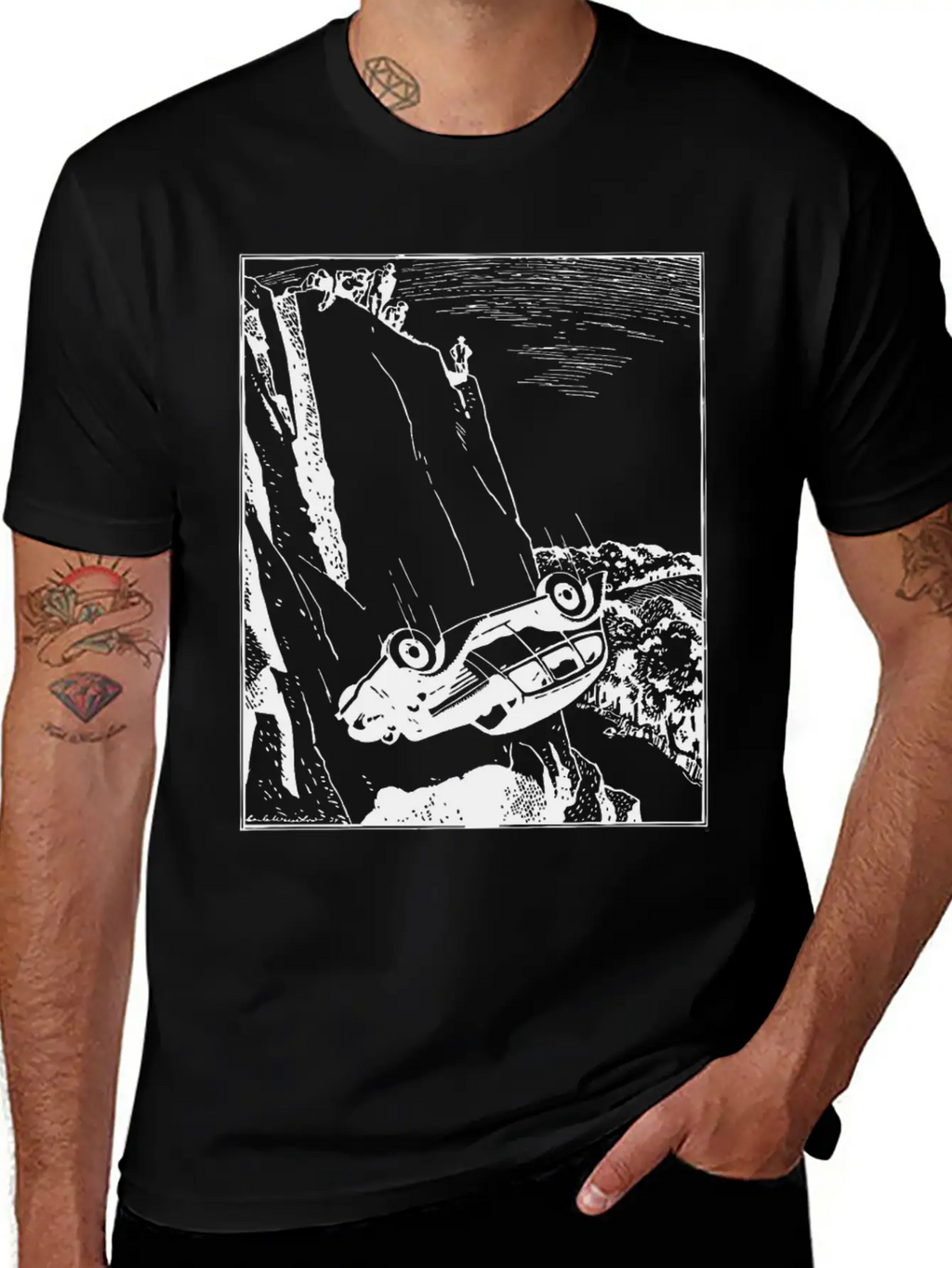 Car Flip Over The Cliff Classic Cotton Tee – Unisex Comfort For Any Season