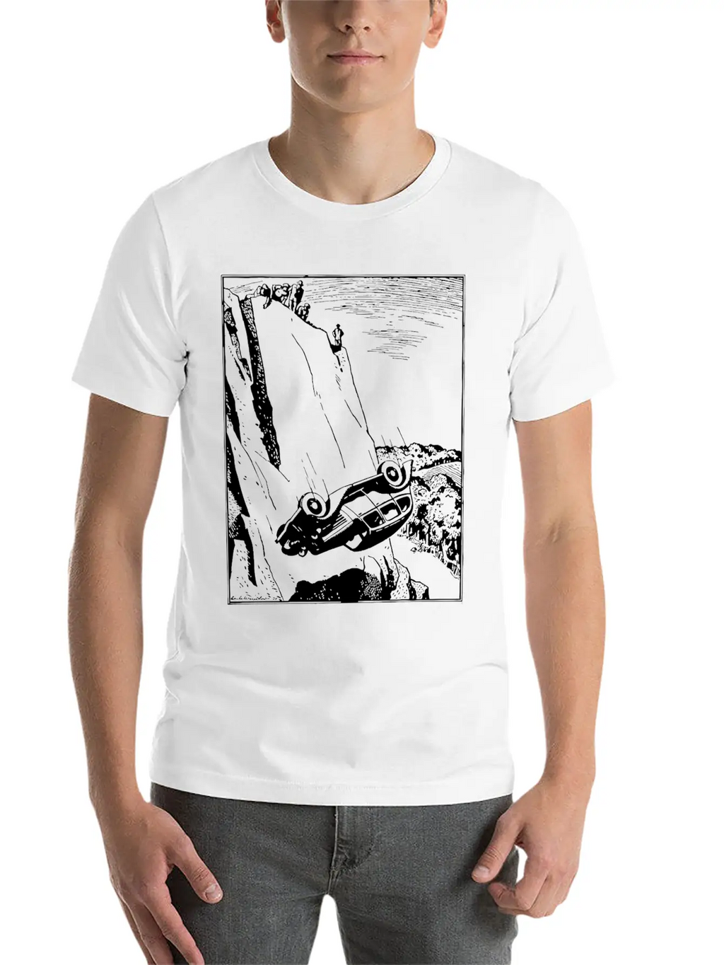 Car Flip Over The Cliff Classic Cotton Tee – Unisex Comfort For Any Season