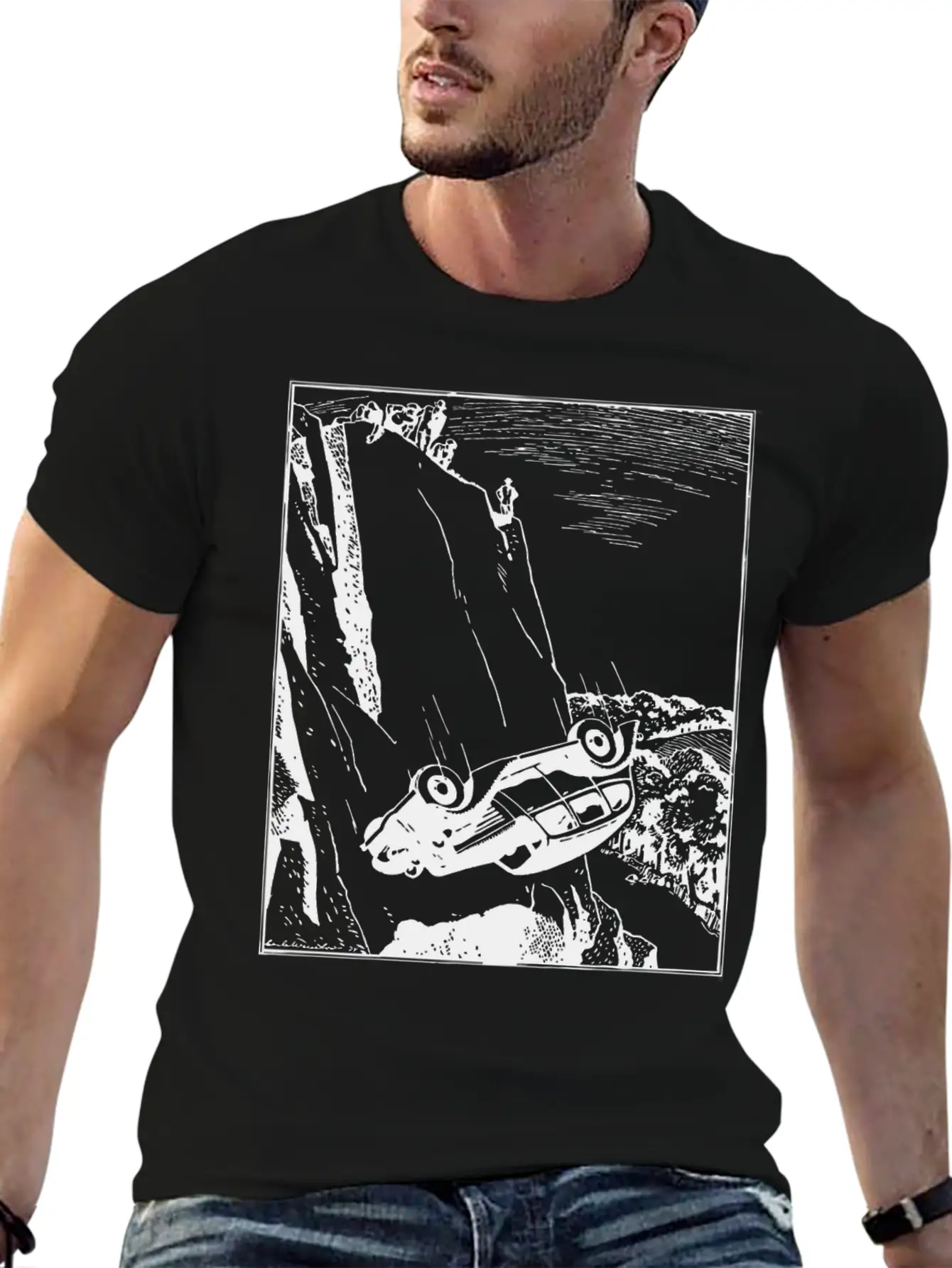 Car Flip Over The Cliff Classic Cotton Tee – Unisex Comfort For Any Season