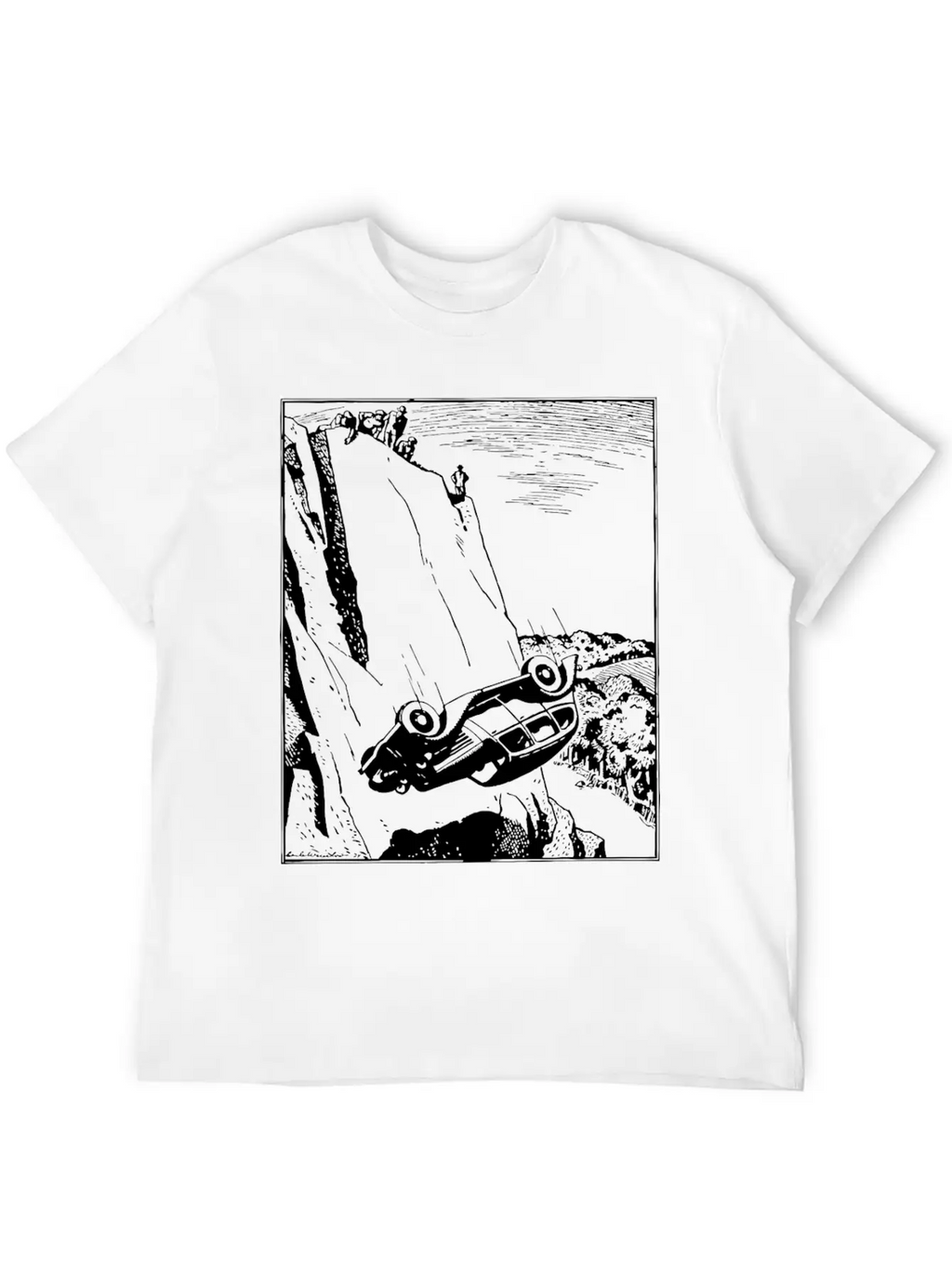 Car Flip Over The Cliff Classic Cotton Tee – Unisex Comfort For Any Season