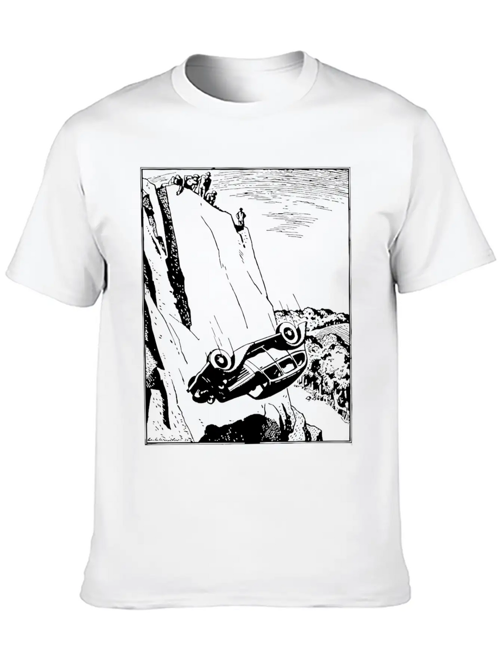 Car Flip Over The Cliff Classic Cotton Tee – Unisex Comfort For Any Season