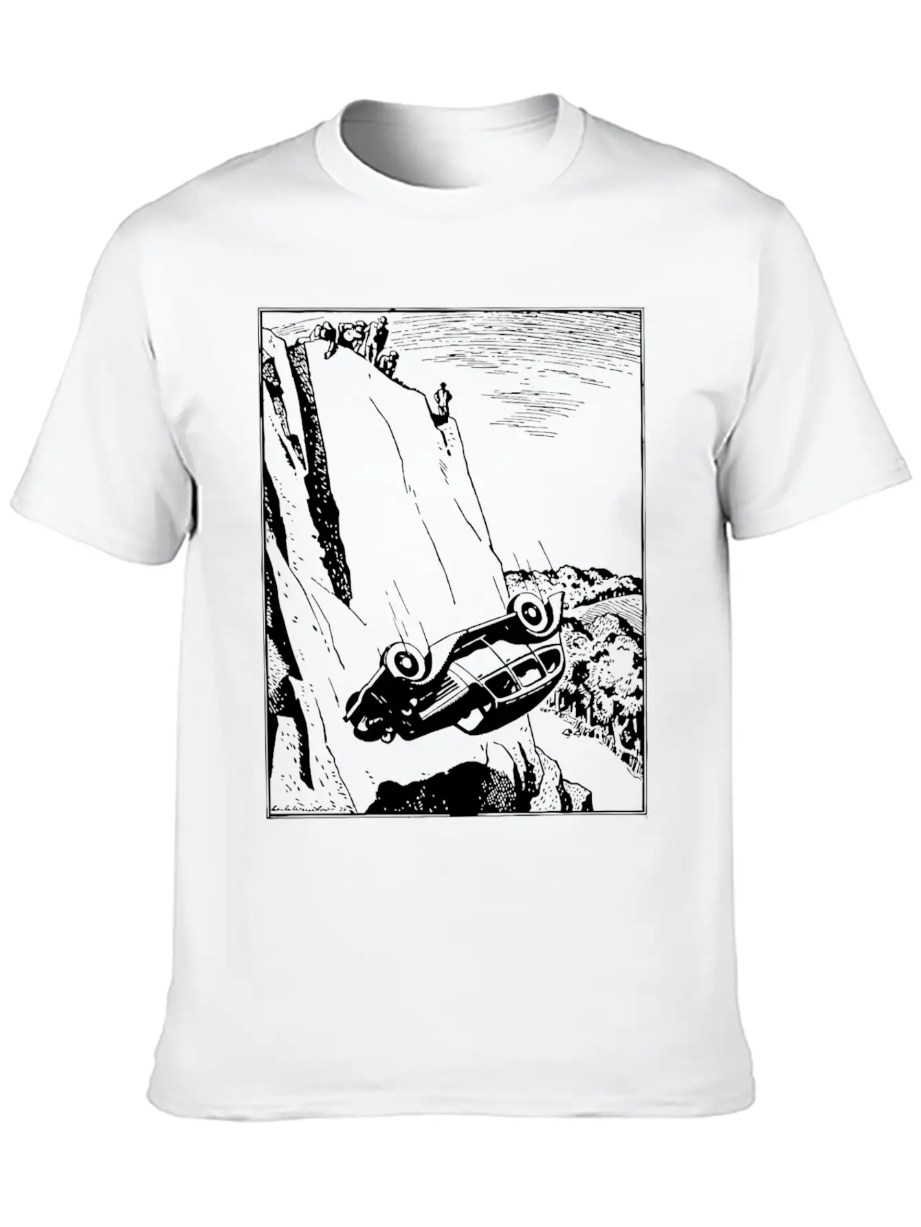 Car Flip Over The Cliff Classic Cotton Tee – Unisex Comfort For Any Season