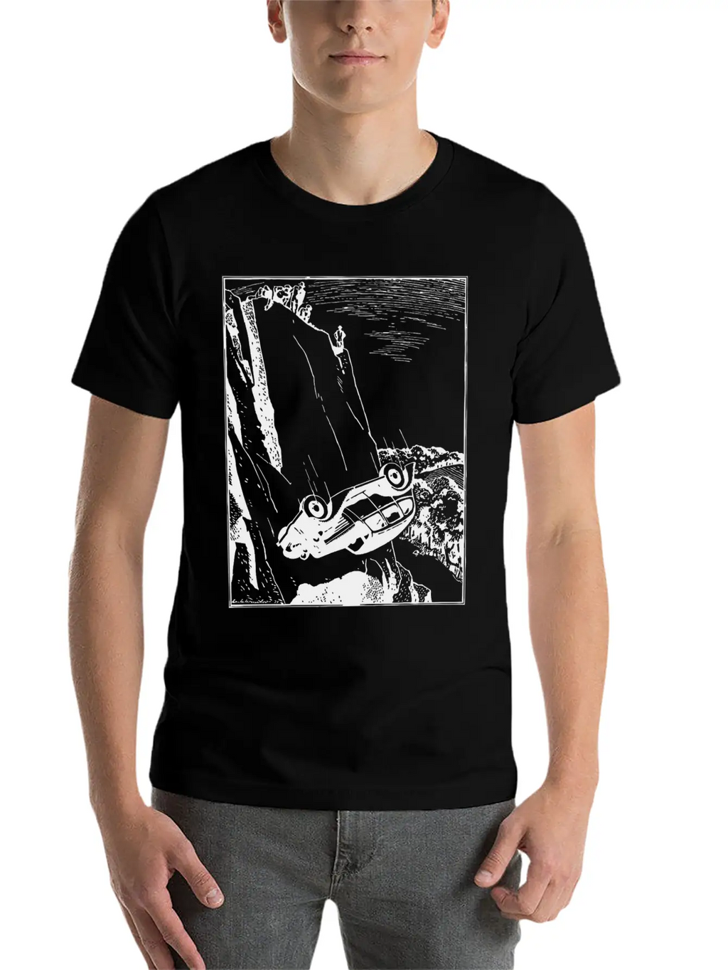 Car Flip Over The Cliff Classic Cotton Tee – Unisex Comfort For Any Season