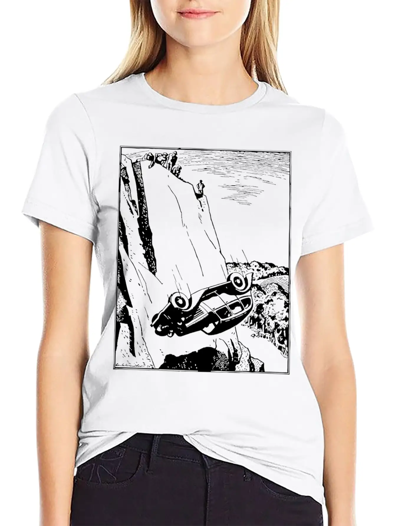 Car Flip Over The Cliff Classic Cotton Tee – Unisex Comfort For Any Season