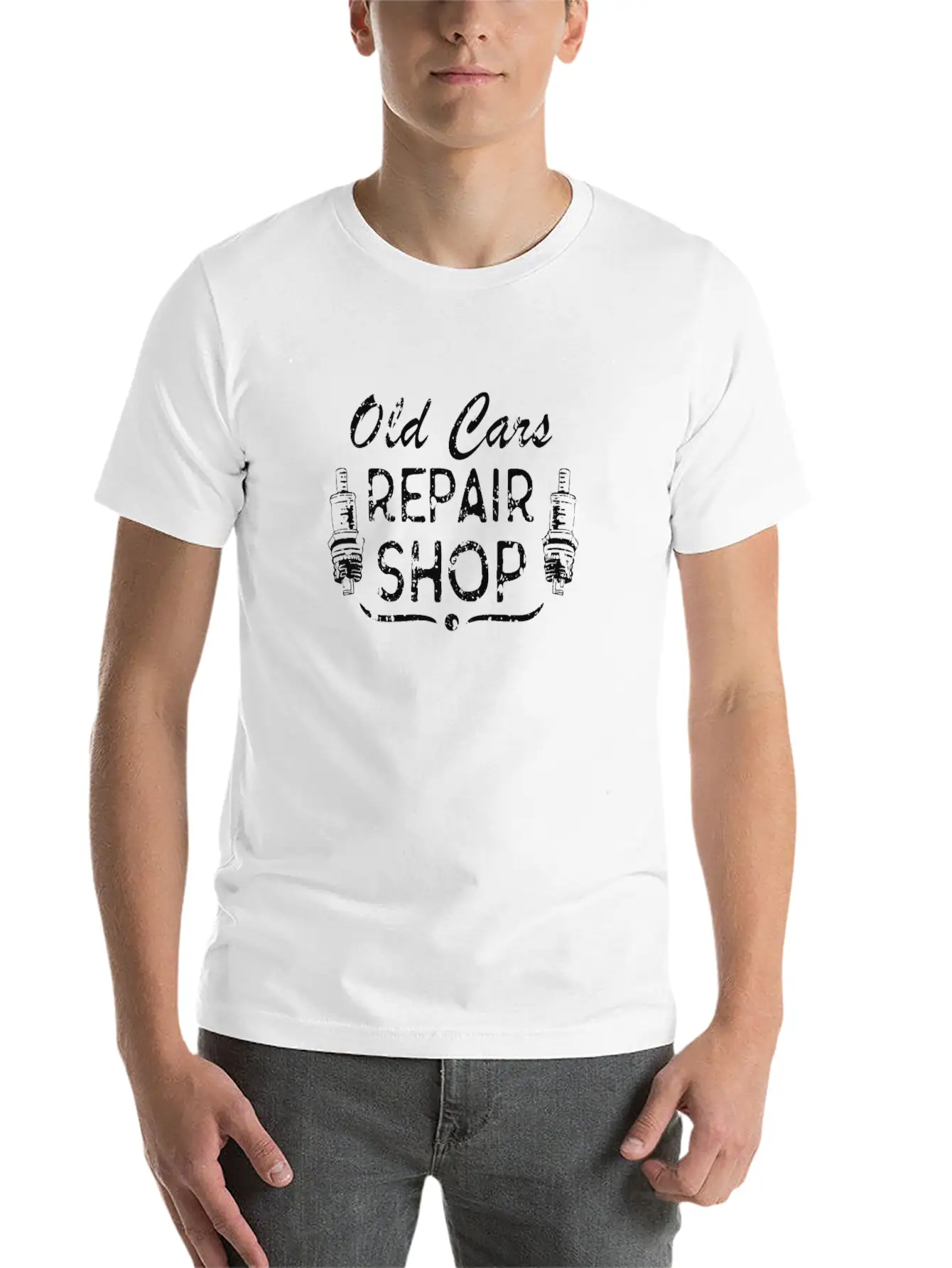 Car Mechanic Spark Plug Workshop Vintage Basic Graphic T-Shirt – Daily Comfort In Soft Cotton