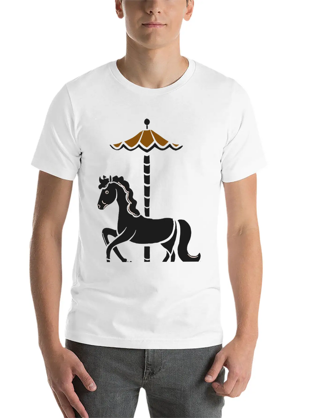 Carousel Horse Vector 3 Colors Modern Fit Casual T-Shirt – Clean And Versatile Design