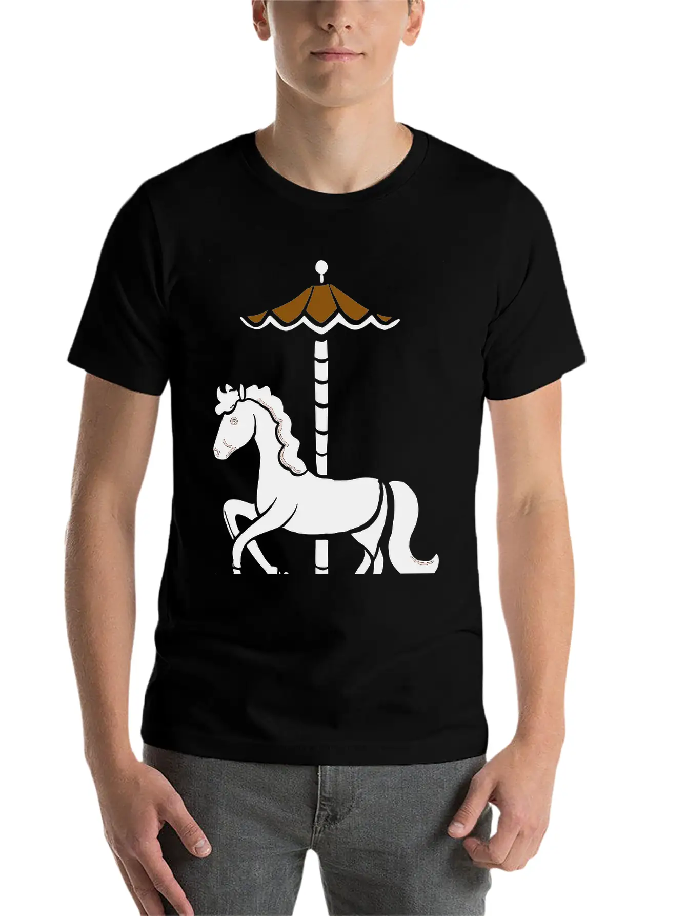 Carousel Horse Vector 3 Colors Modern Fit Casual T-Shirt – Clean And Versatile Design