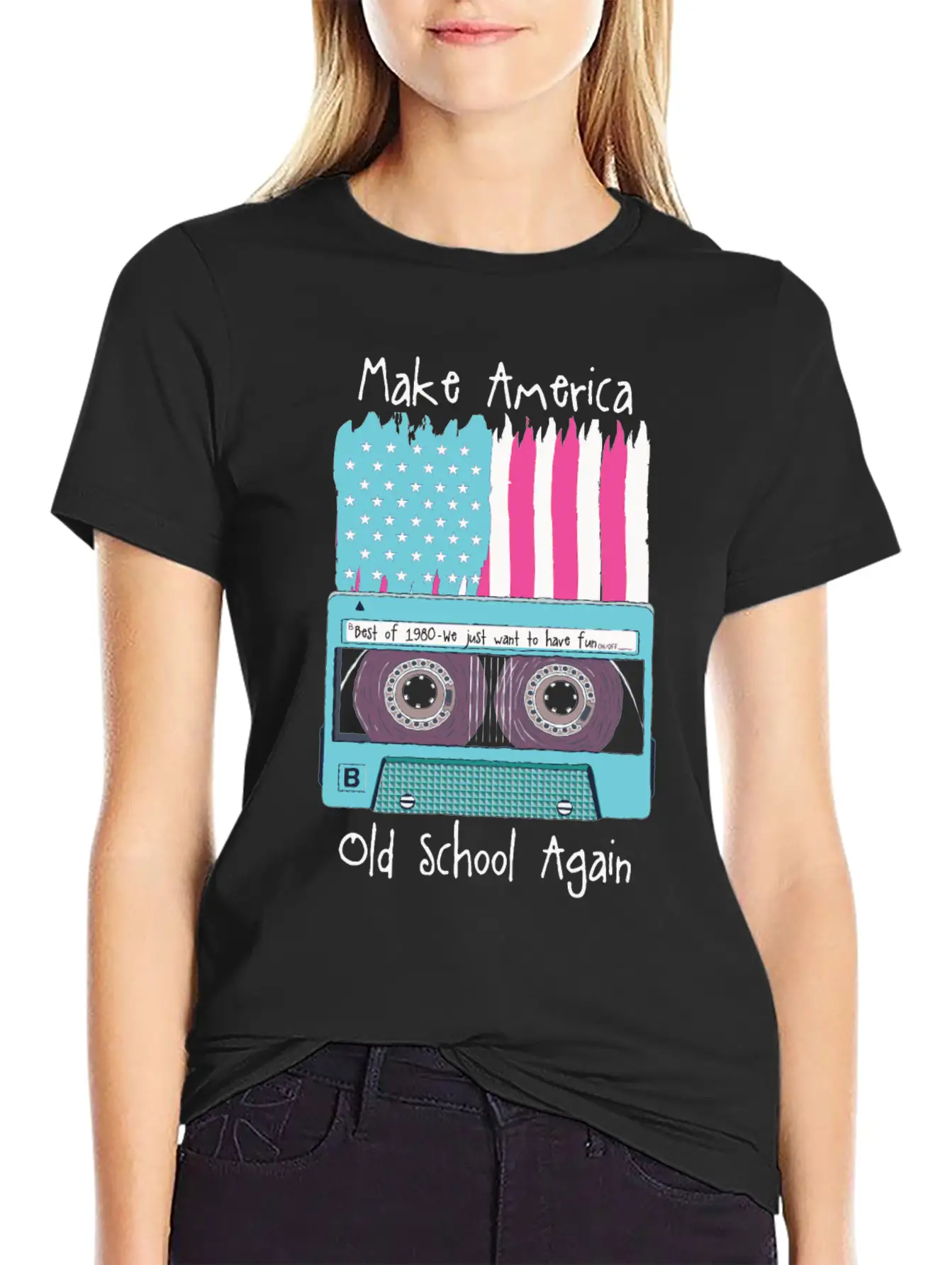 Cartoon 80s Music Fan Retro Party Gift Relaxed Everyday Tee – Lightweight And Durable Cotton