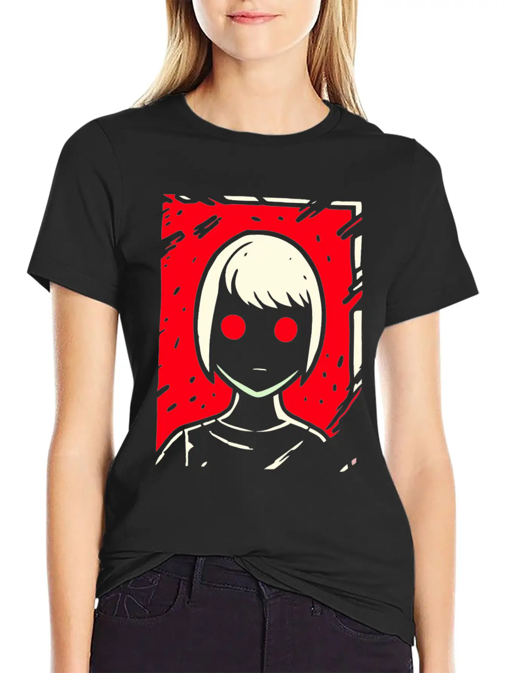 Cartoon Anime Manga Dark Girl Timeless Short Sleeve Tee – Comfy And Minimalist Design