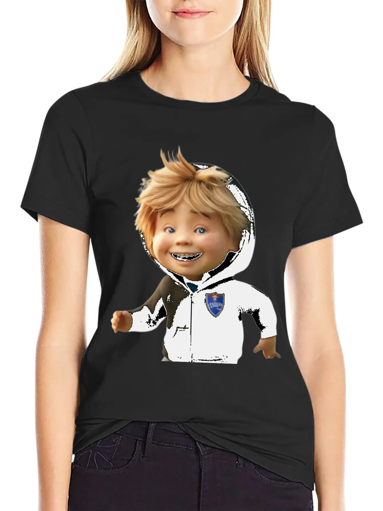 Cartoon Character With A Football Breathable Soft Cotton T-Shirt – Timeless Casual Look