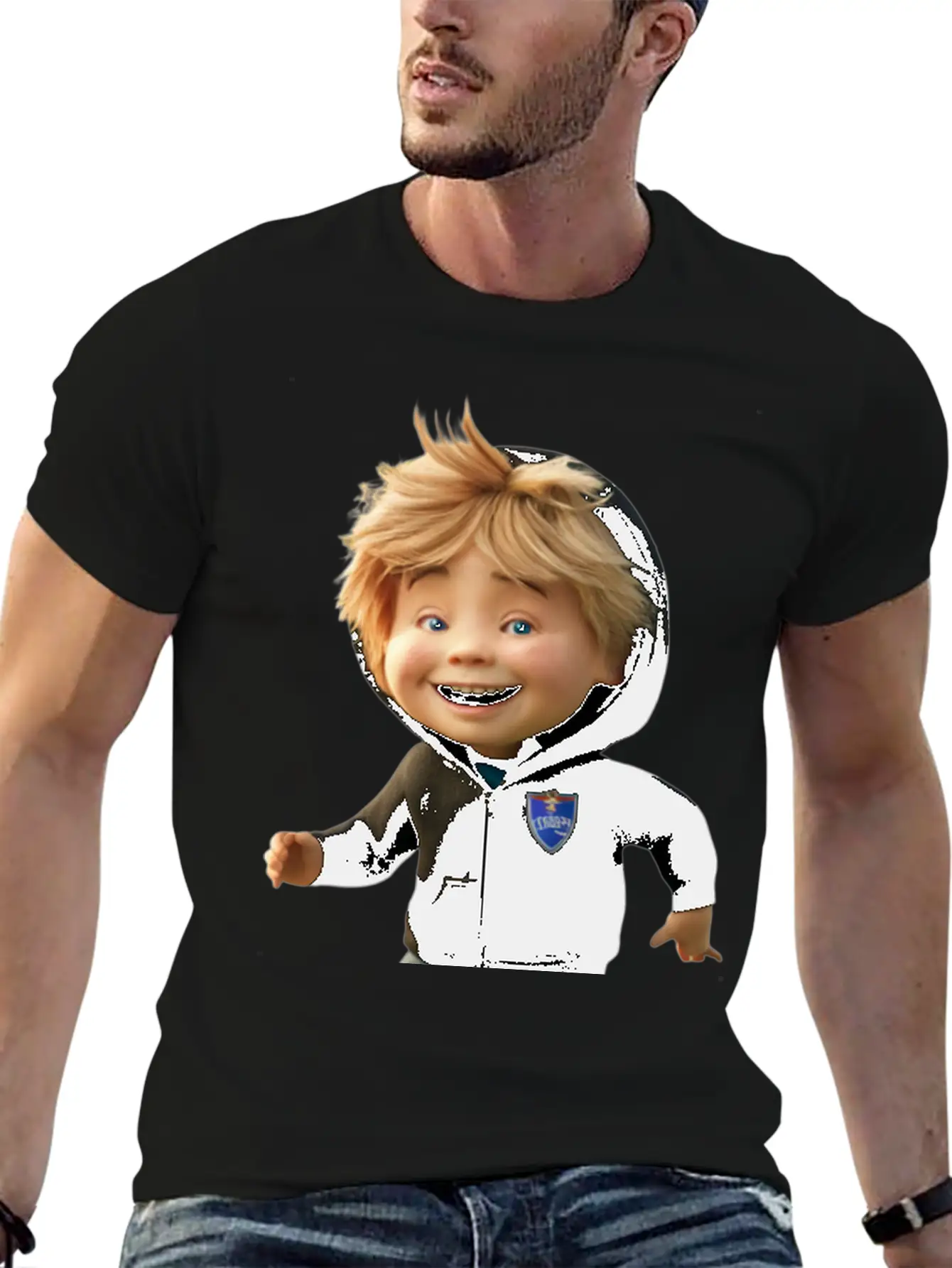Cartoon Character With A Football Breathable Soft Cotton T-Shirt – Timeless Casual Look