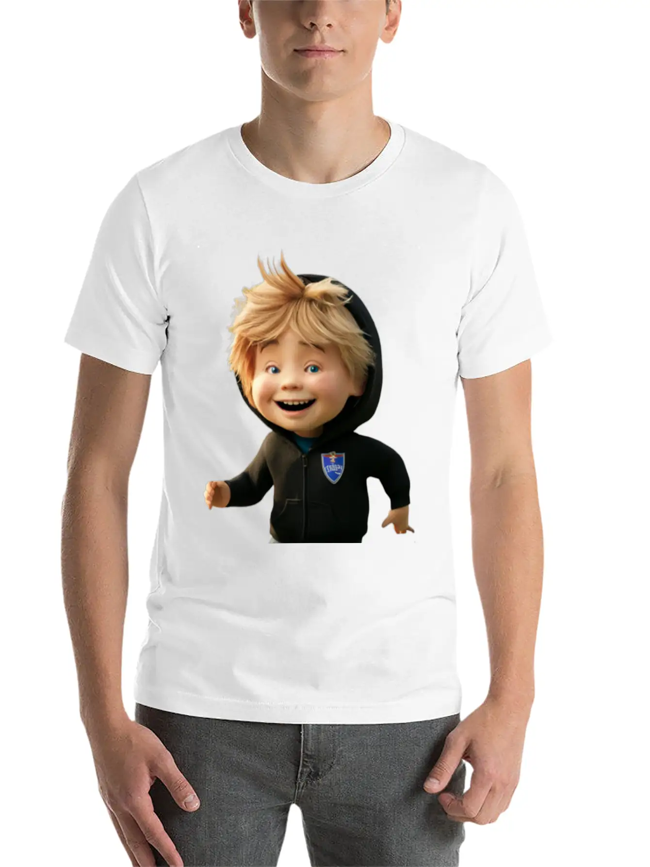 Cartoon Character With A Football Breathable Soft Cotton T-Shirt – Timeless Casual Look