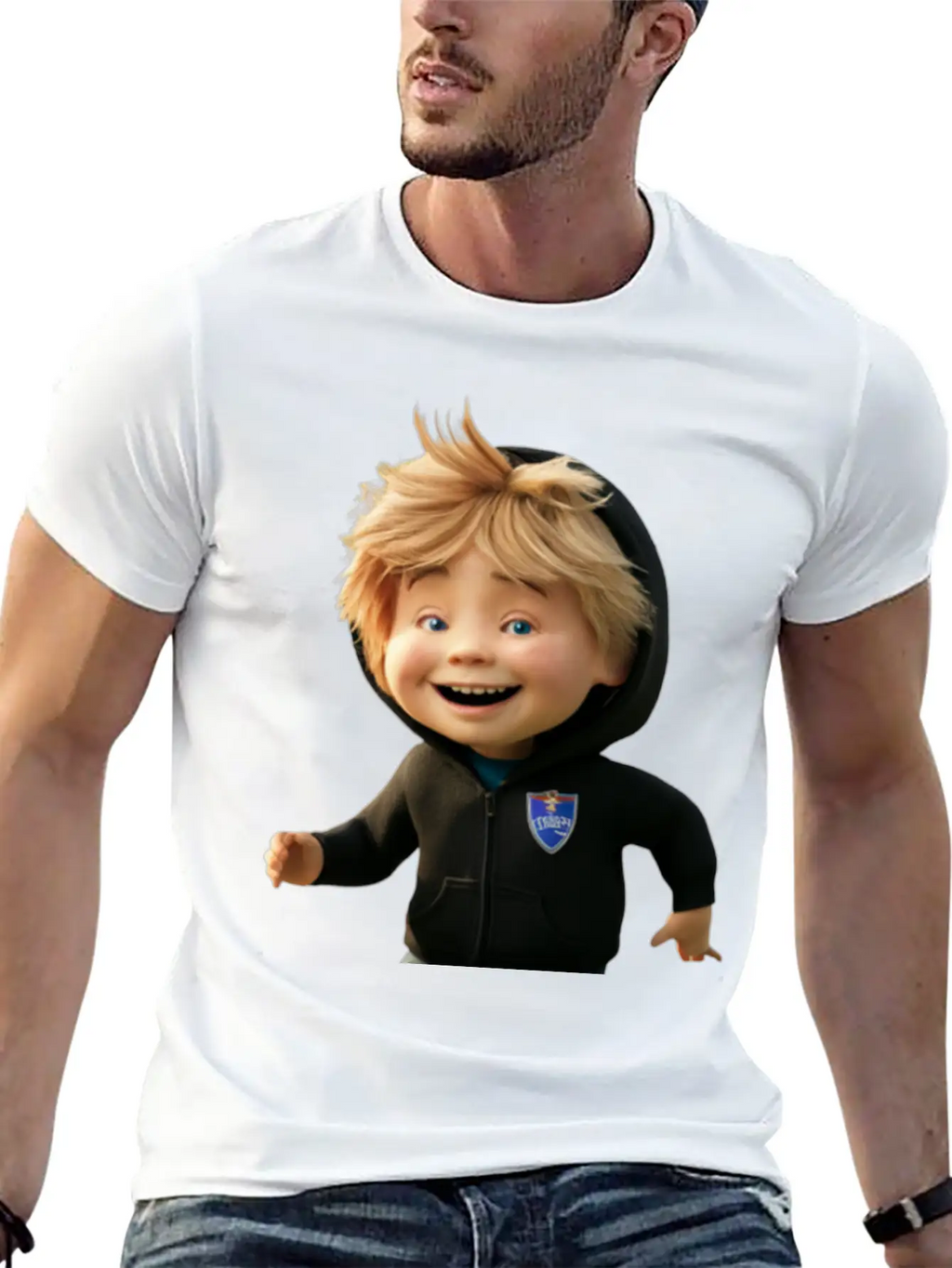 Cartoon Character With A Football Breathable Soft Cotton T-Shirt – Timeless Casual Look