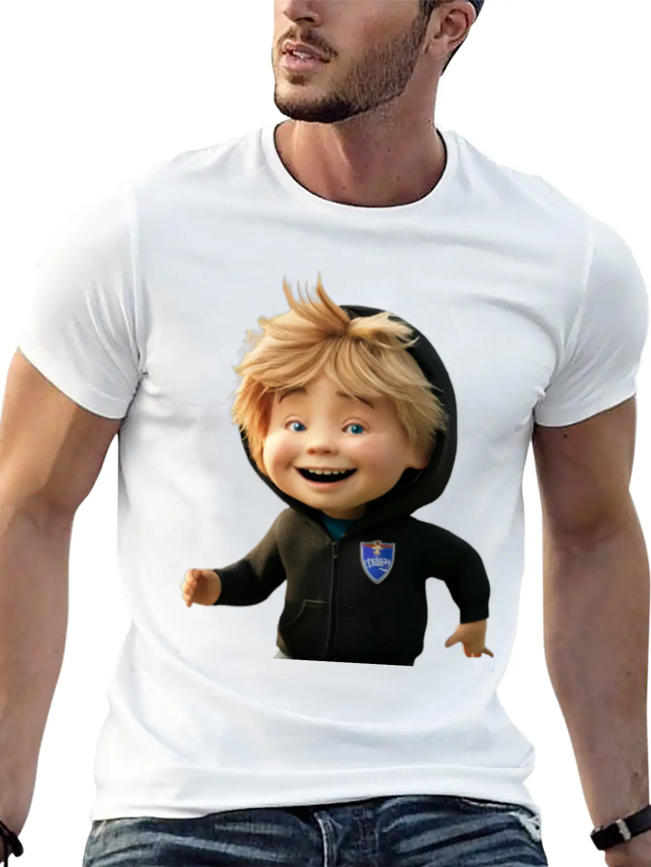 Cartoon Character With A Football Breathable Soft Cotton T-Shirt – Timeless Casual Look