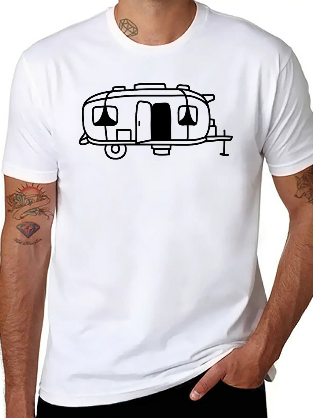 Cartoon Design Camping Wagon Basic Graphic T-Shirt – Daily Comfort In Soft Cotton
