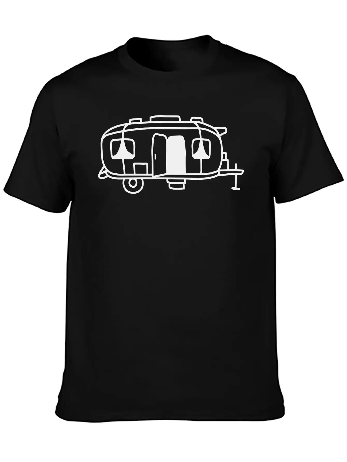 Cartoon Design Camping Wagon Basic Graphic T-Shirt – Daily Comfort In Soft Cotton