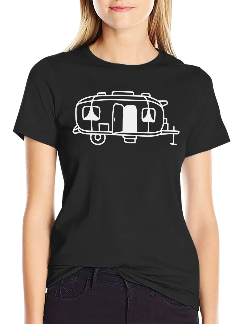 Cartoon Design Camping Wagon Basic Graphic T-Shirt – Daily Comfort In Soft Cotton