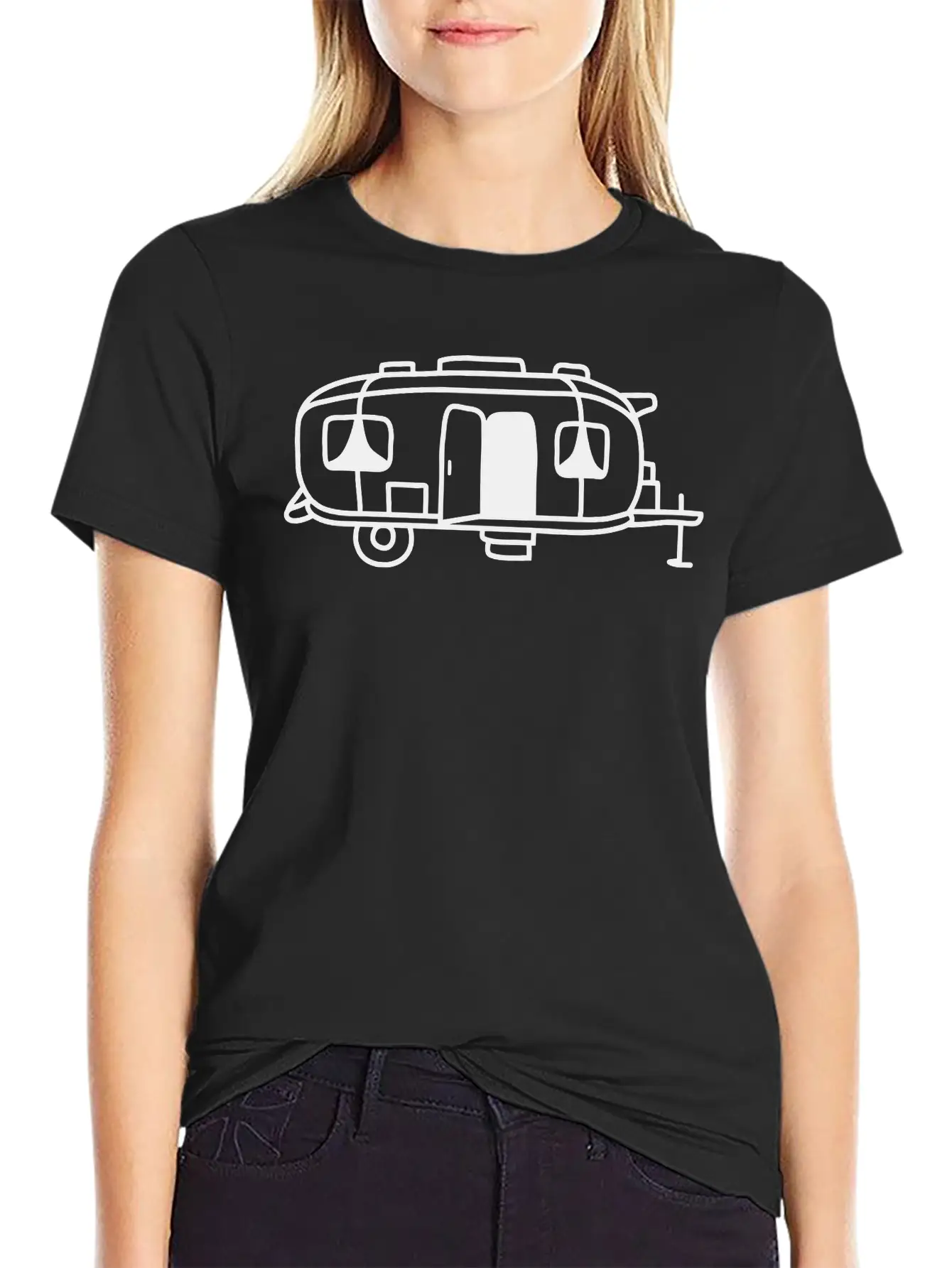 Cartoon Design Camping Wagon Basic Graphic T-Shirt – Daily Comfort In Soft Cotton