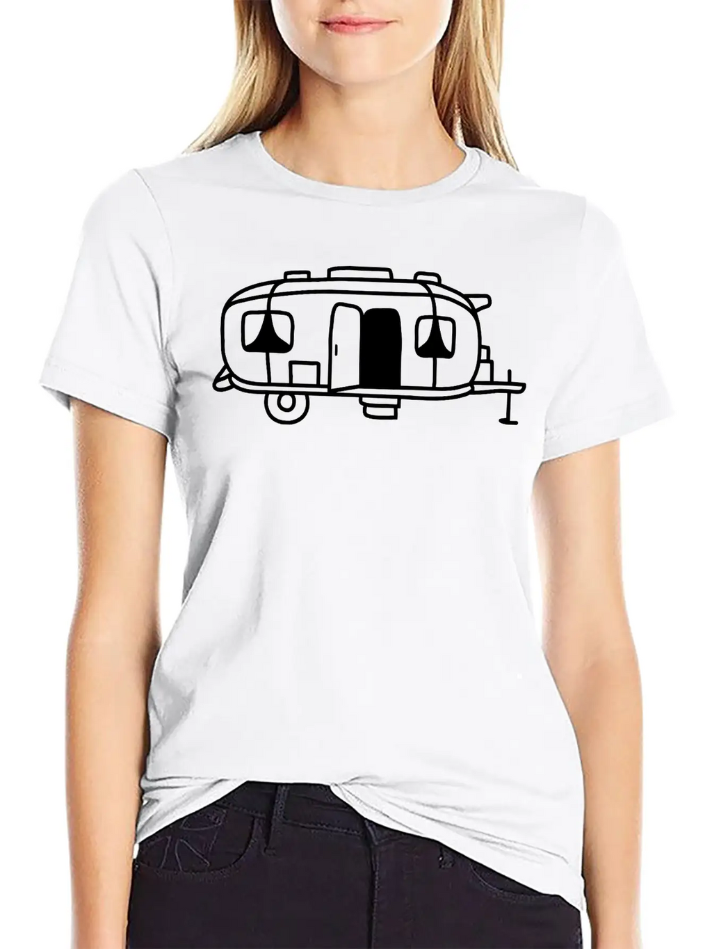 Cartoon Design Camping Wagon Basic Graphic T-Shirt – Daily Comfort In Soft Cotton