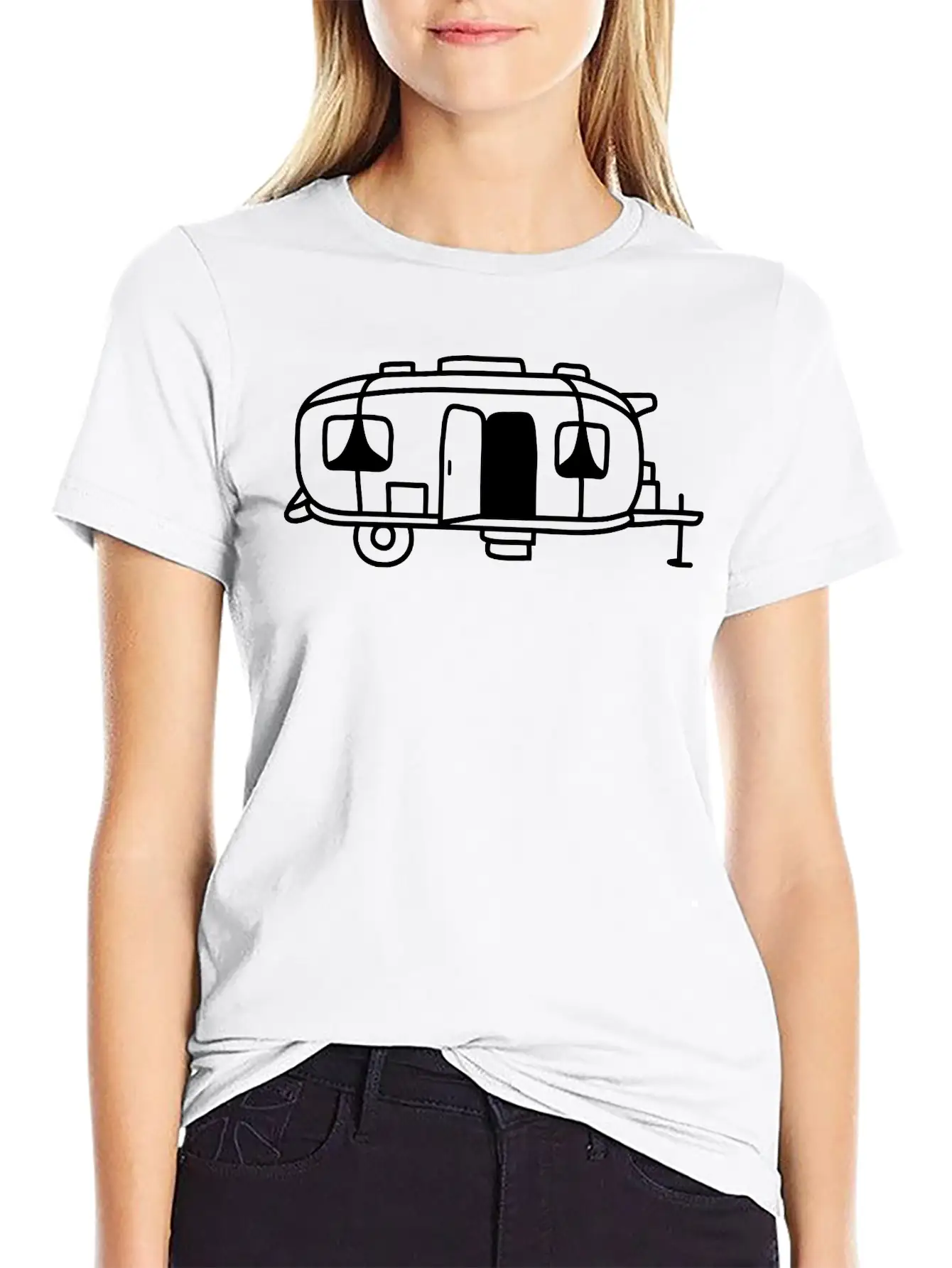Cartoon Design Camping Wagon Basic Graphic T-Shirt – Daily Comfort In Soft Cotton