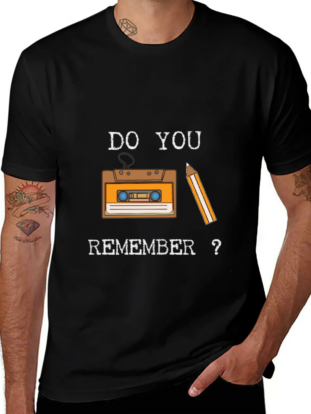 Cassette And Pencil Remember The Hack From The 80s Breathable Soft Cotton T-Shirt – Timeless Casual Look