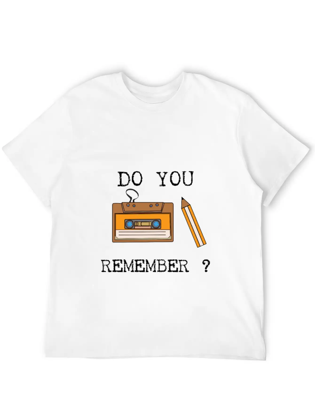 Cassette And Pencil Remember The Hack From The 80s Breathable Soft Cotton T-Shirt – Timeless Casual Look