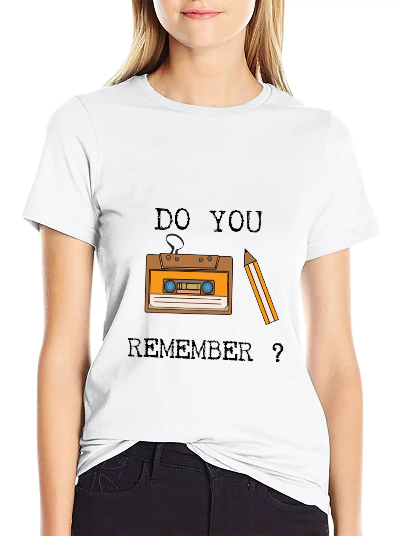 Cassette And Pencil Remember The Hack From The 80s Breathable Soft Cotton T-Shirt – Timeless Casual Look