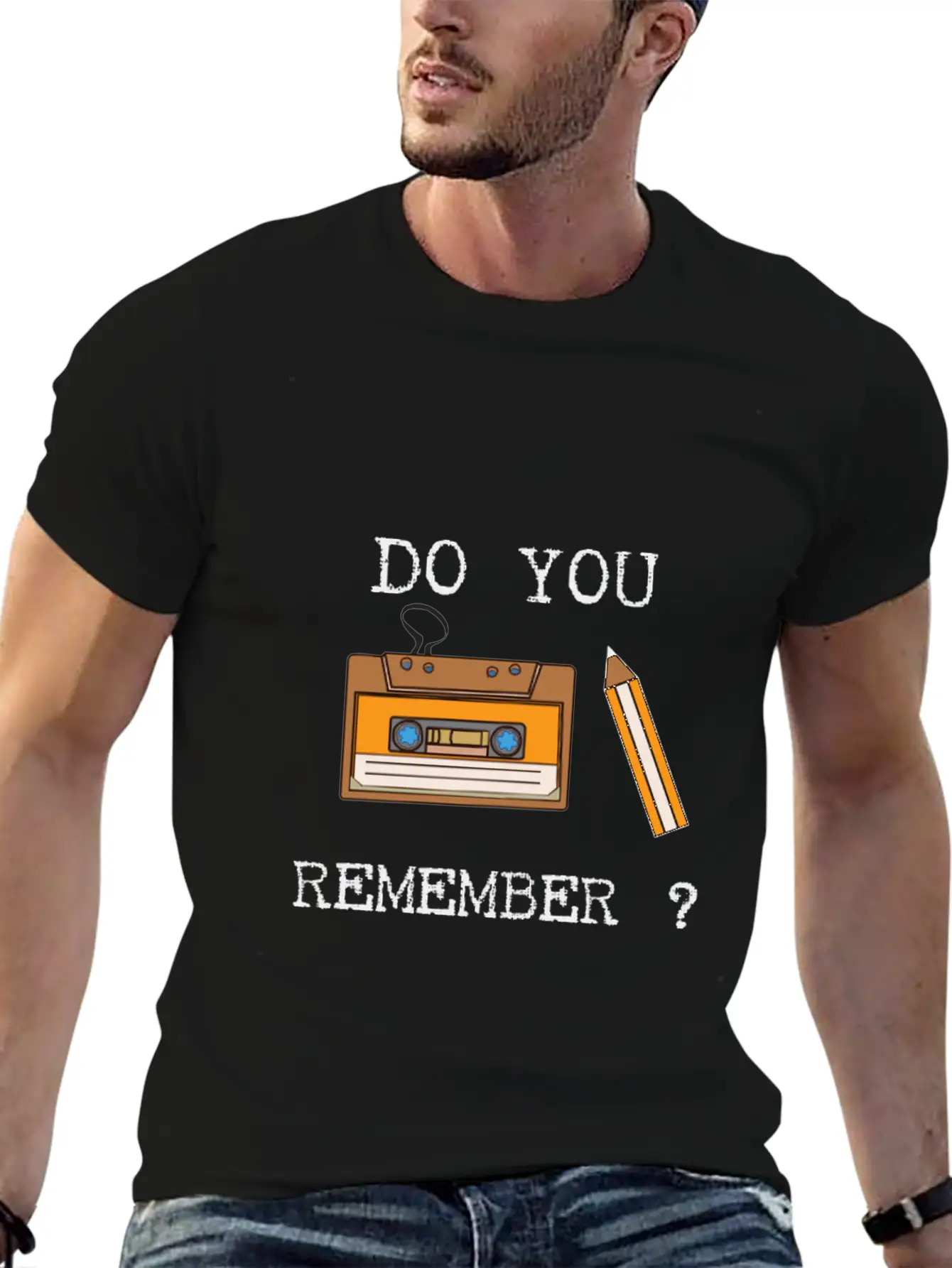 Cassette And Pencil Remember The Hack From The 80s Breathable Soft Cotton T-Shirt – Timeless Casual Look