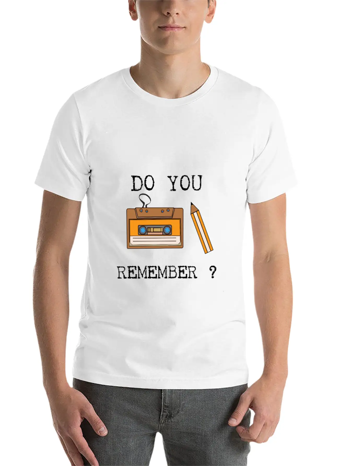 Cassette And Pencil Remember The Hack From The 80s Breathable Soft Cotton T-Shirt – Timeless Casual Look