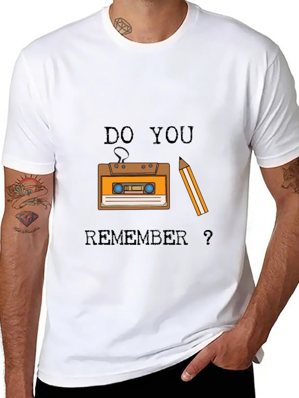 Cassette And Pencil Remember The Hack From The 80s Breathable Soft Cotton T-Shirt – Timeless Casual Look
