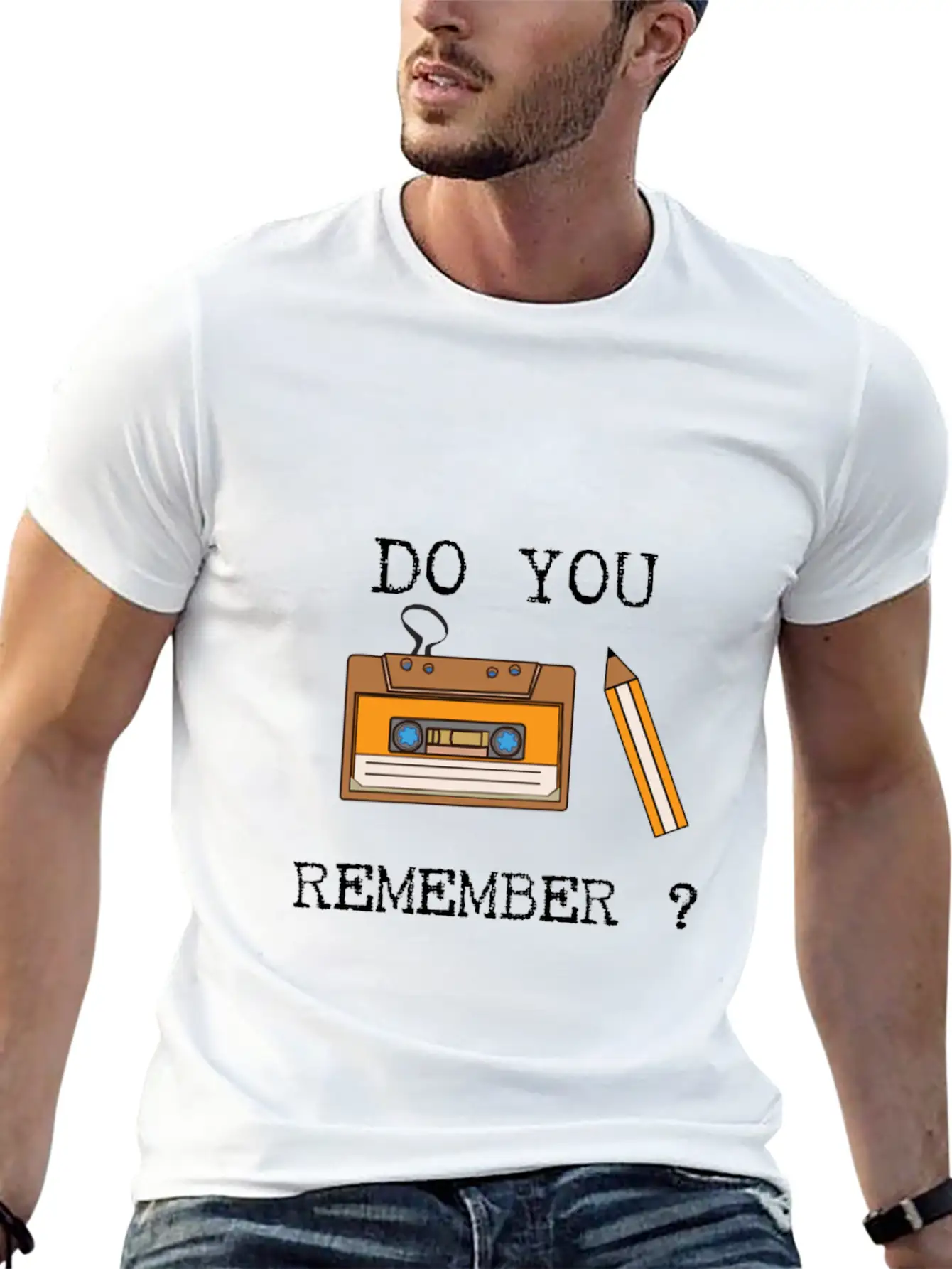 Cassette And Pencil Remember The Hack From The 80s Breathable Soft Cotton T-Shirt – Timeless Casual Look