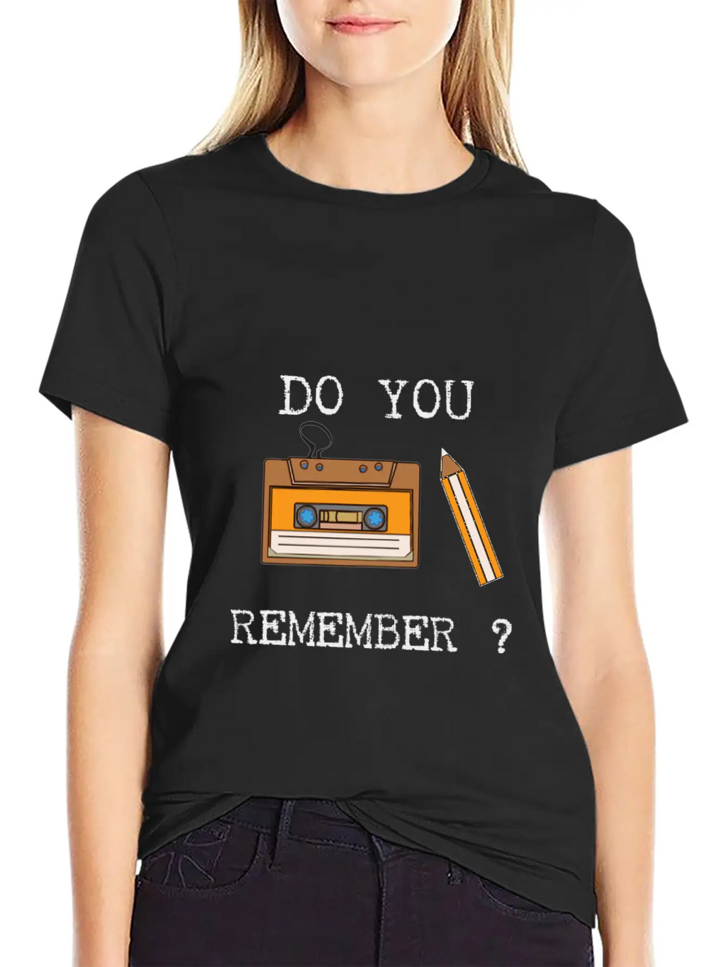 Cassette And Pencil Remember The Hack From The 80s Breathable Soft Cotton T-Shirt – Timeless Casual Look