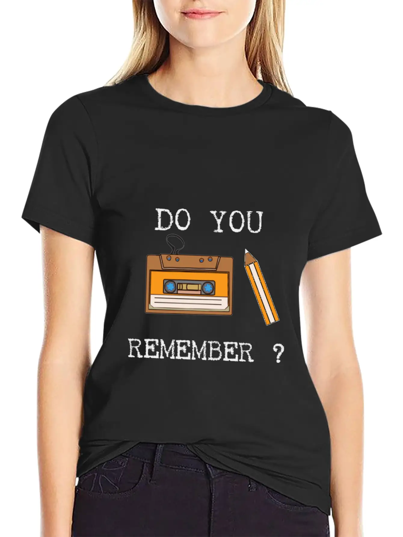 Cassette And Pencil Remember The Hack From The 80s Breathable Soft Cotton T-Shirt – Timeless Casual Look