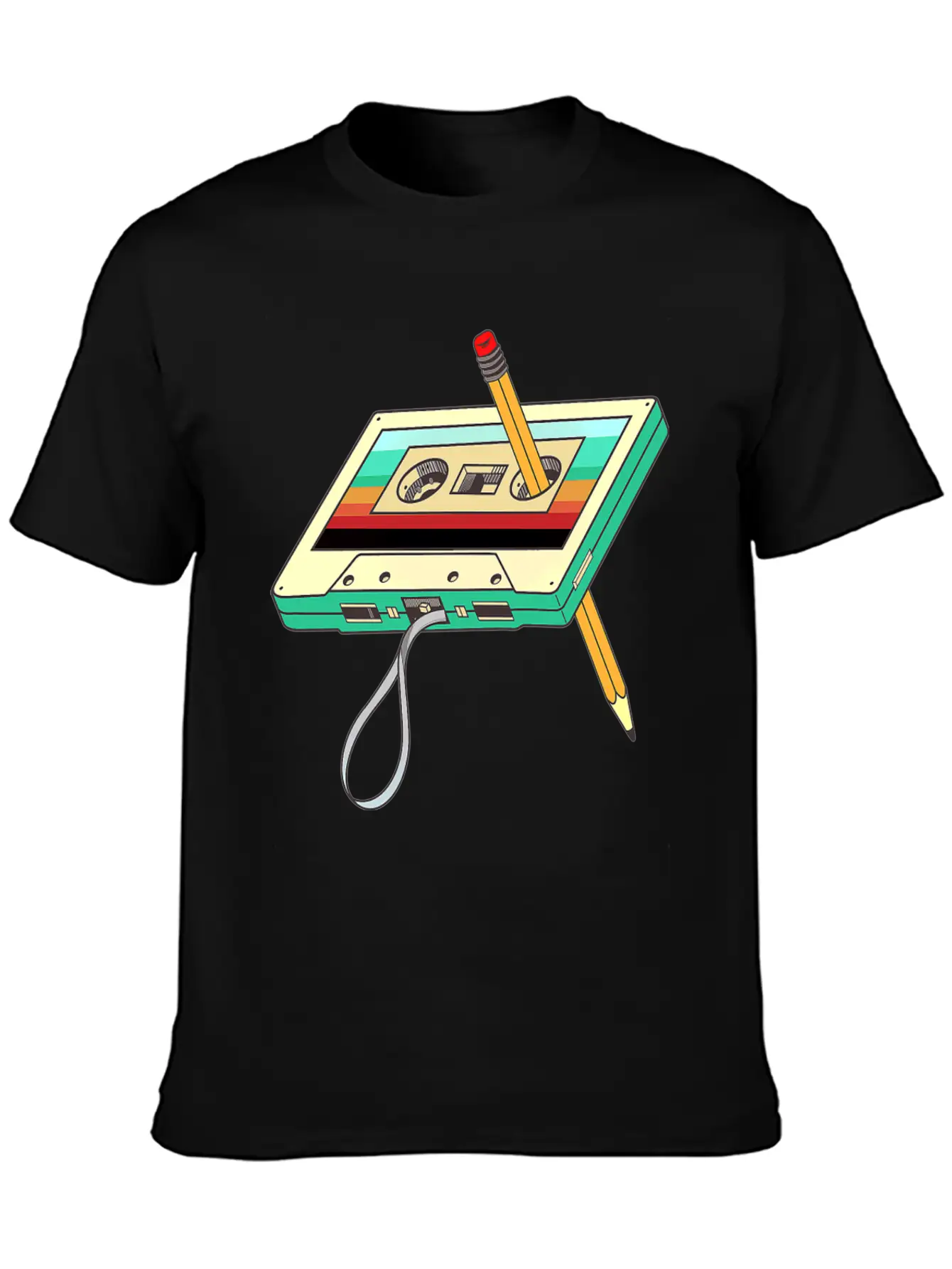 Cassette Tape Pencil 1980s Retro Vintage Unisex Casual T-Shirt – Clean Design For Daily Comfort